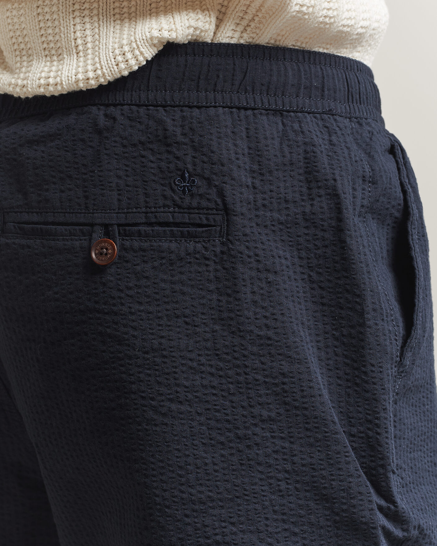 Hombres | Pantalones cortos | Morris | Fenix Seersucker Shorts Dark Blue