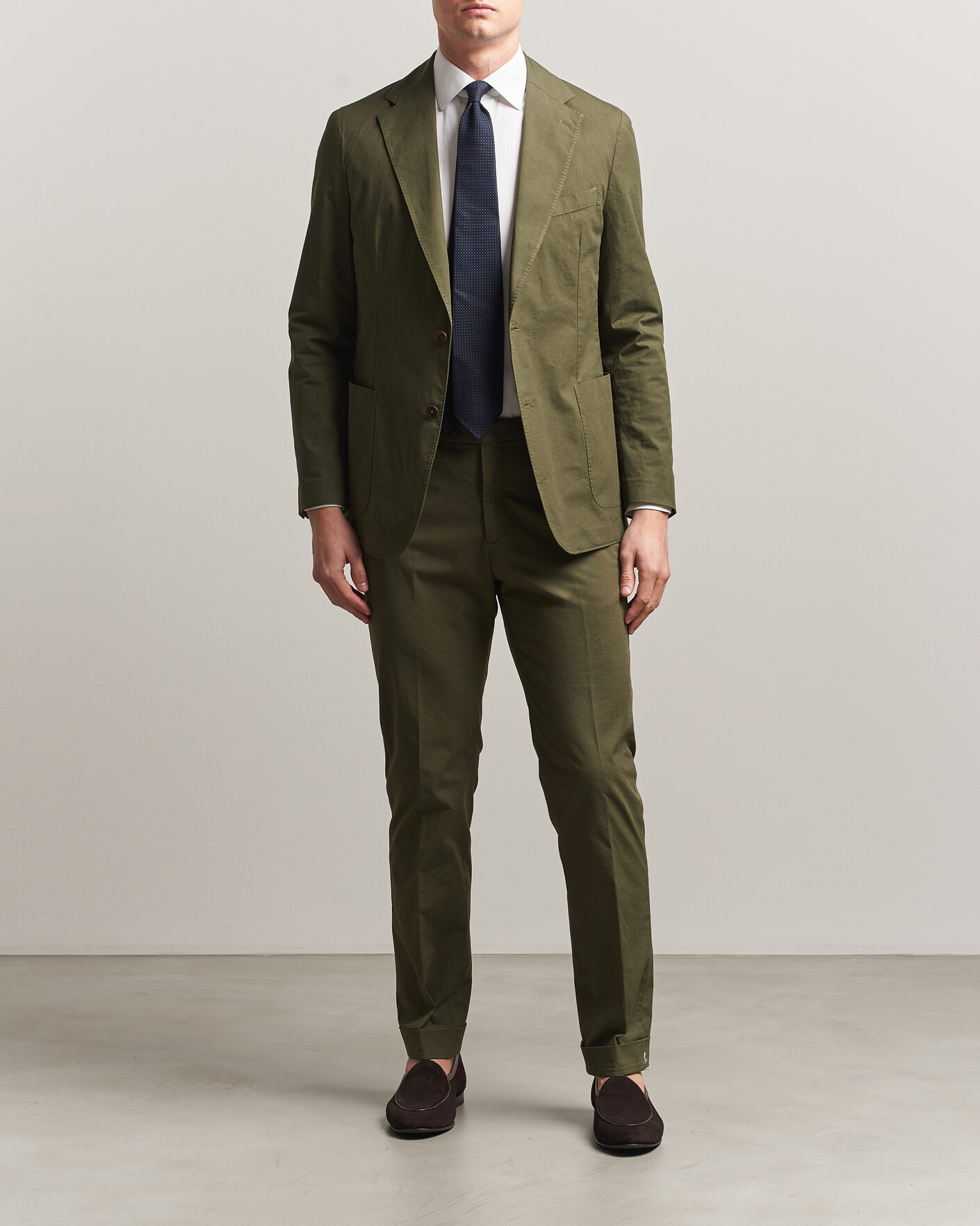 Hombres | Blazers | Morris | Washed Cotton Suit Blazer Olive