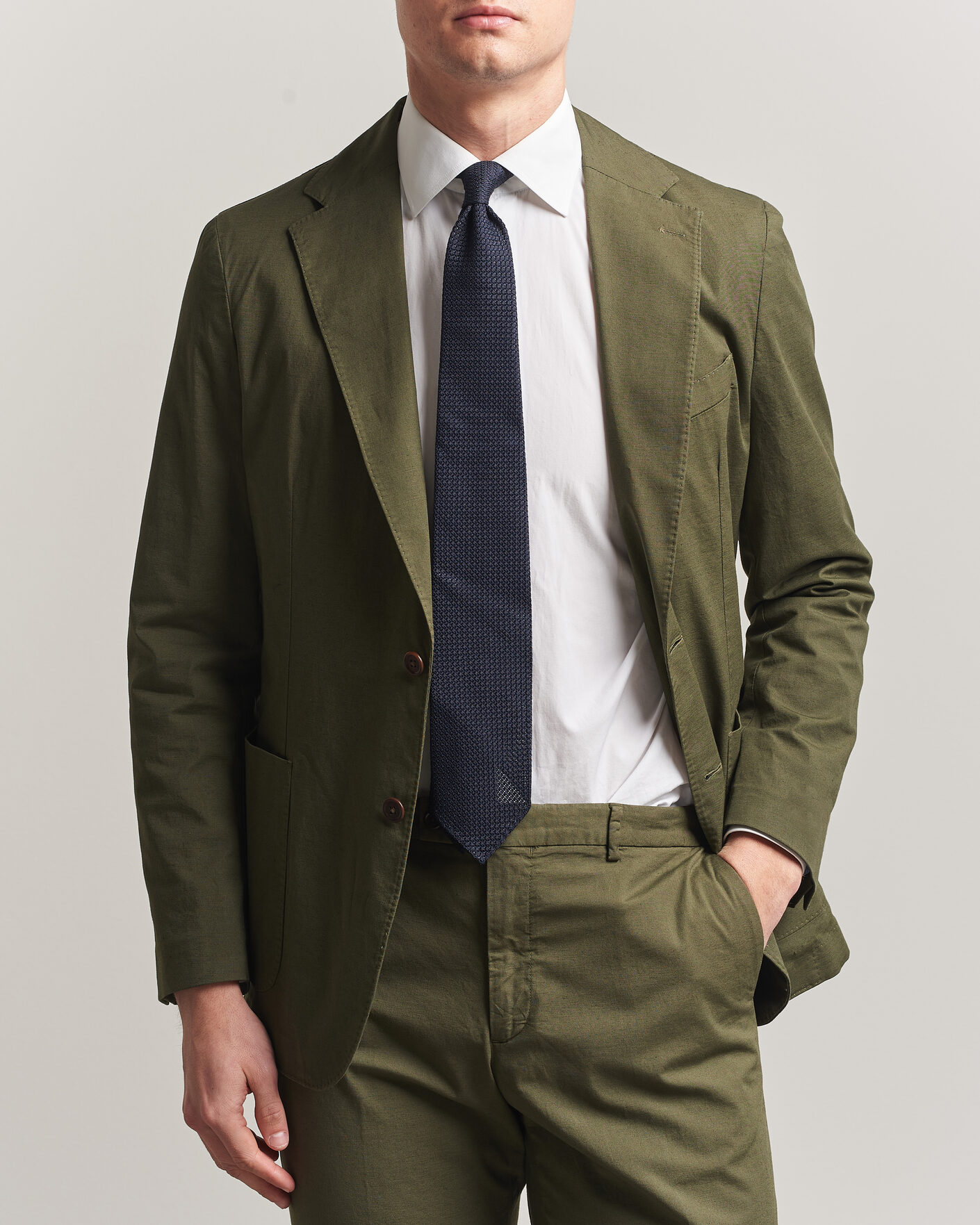 Hombres | Blazers | Morris | Washed Cotton Suit Blazer Olive