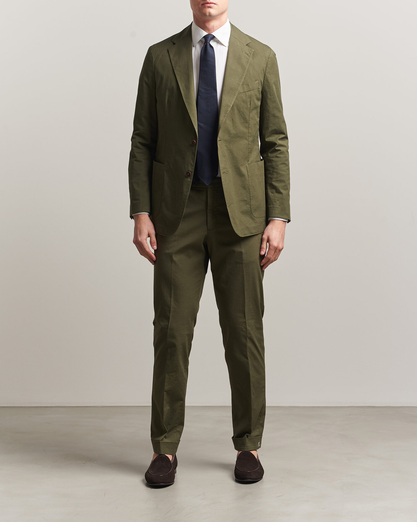 Hombres | Pantalones | Morris | Jack Washed Cotton Trousers Olive