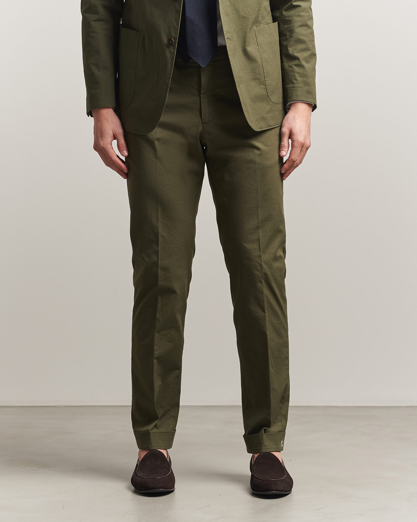 Hombres | Pantalones | Morris | Jack Washed Cotton Trousers Olive