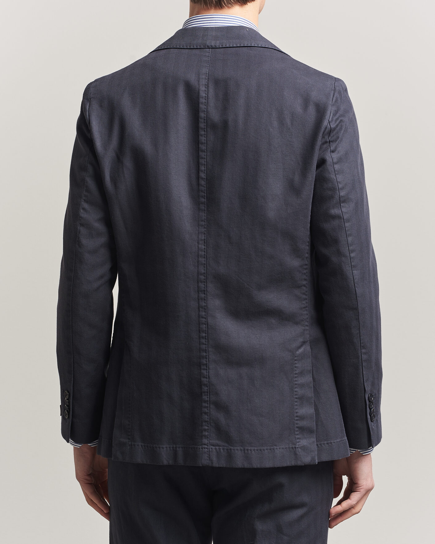 Hombres | Blazers | Morris | Washed Cotton Herringbone Blazer Navy