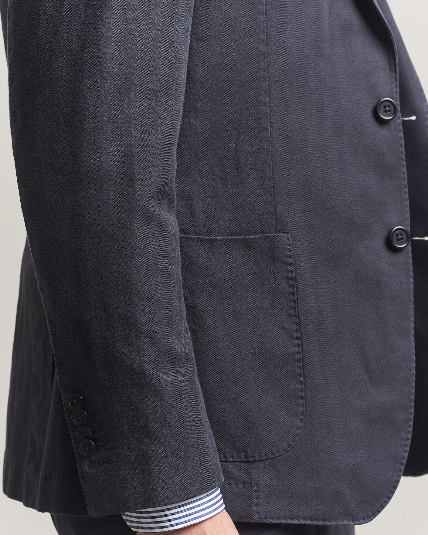 Hombres | Blazers | Morris | Washed Cotton Herringbone Blazer Navy