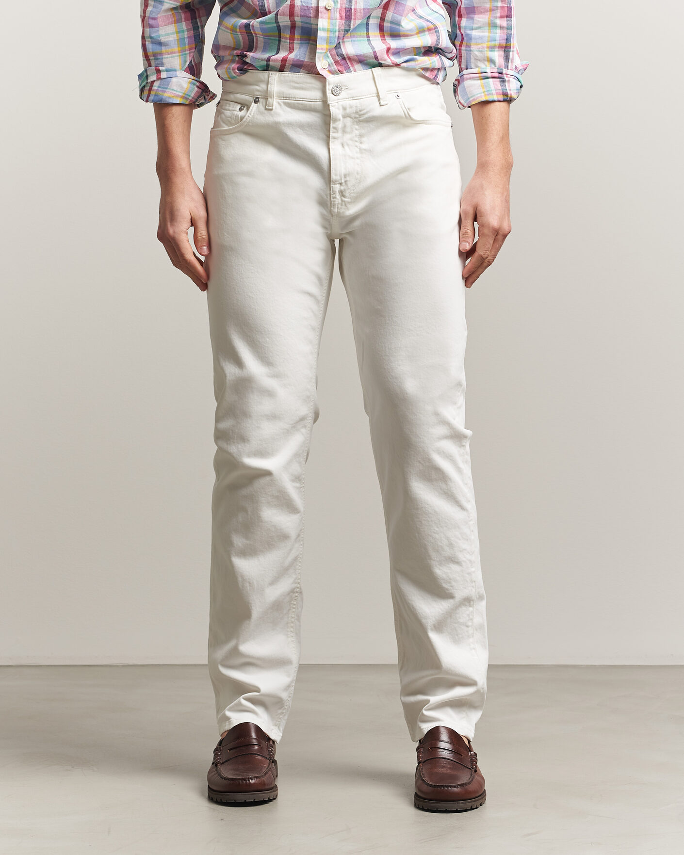 Hombres | Pantalones | Morris | James Brushed 5-Pocket Jeans Off White
