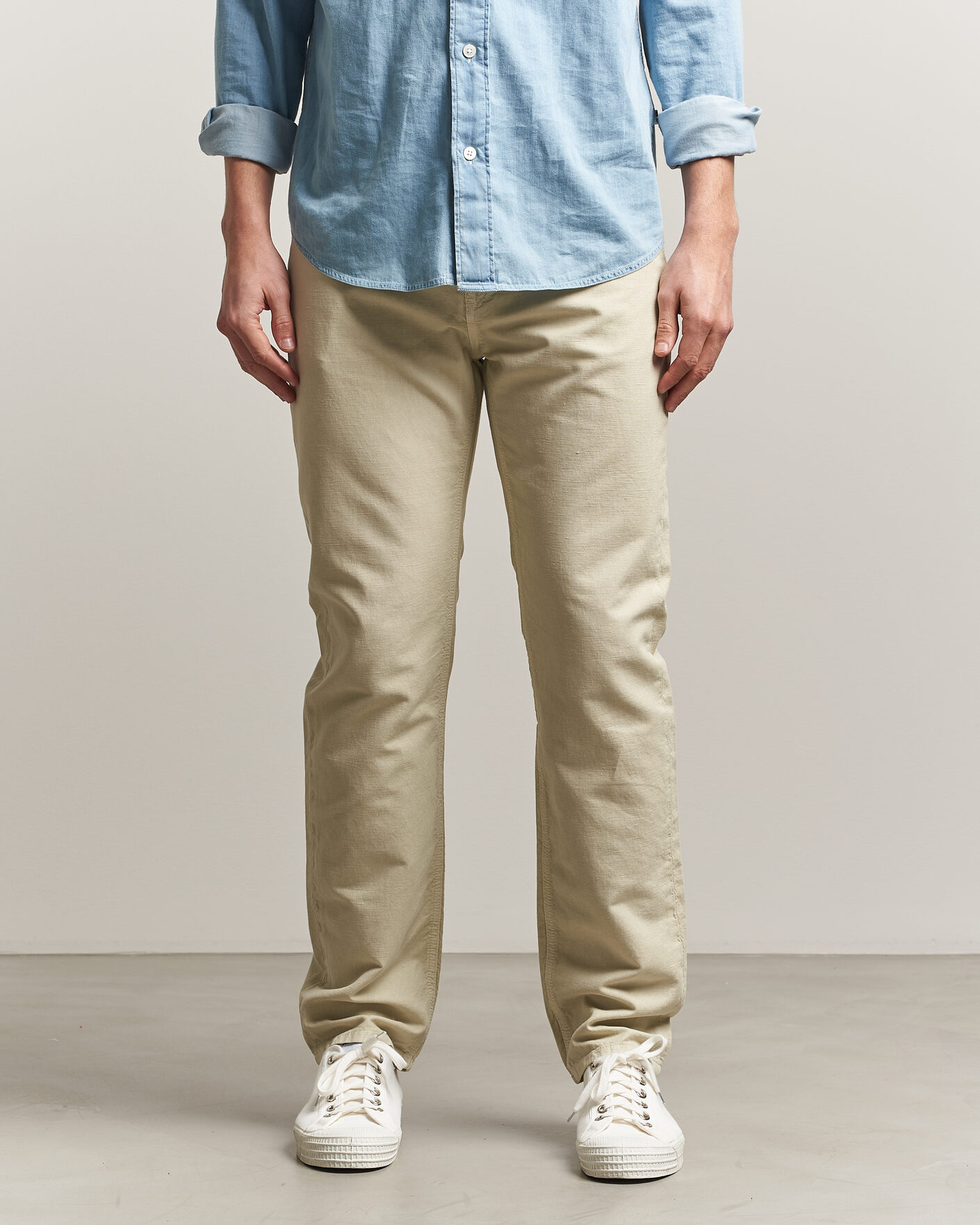 Hombres | Pantalones | Morris | James Washed Linen 5-Pocket Pants Khaki