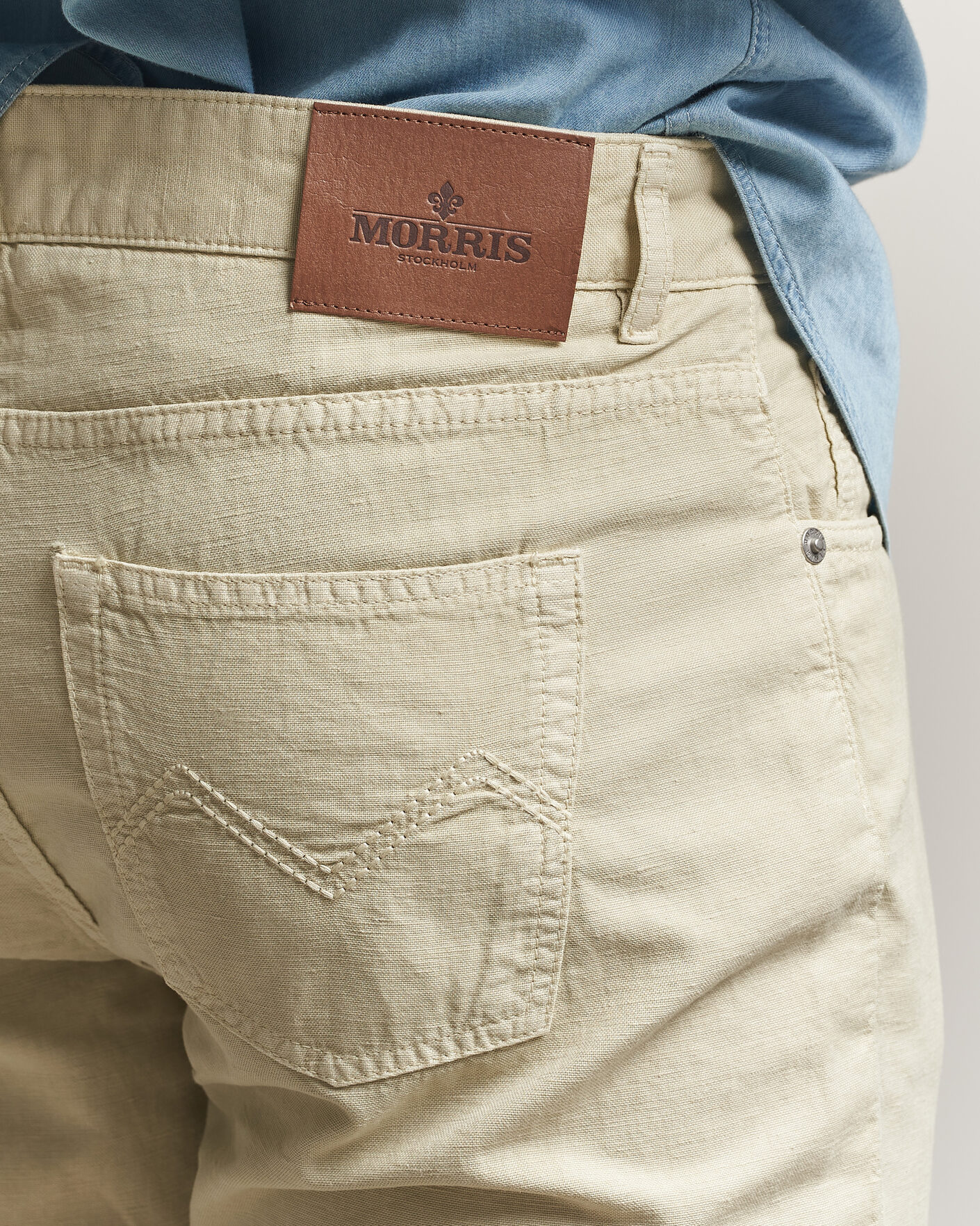 Hombres | Pantalones | Morris | James Washed Linen 5-Pocket Pants Khaki