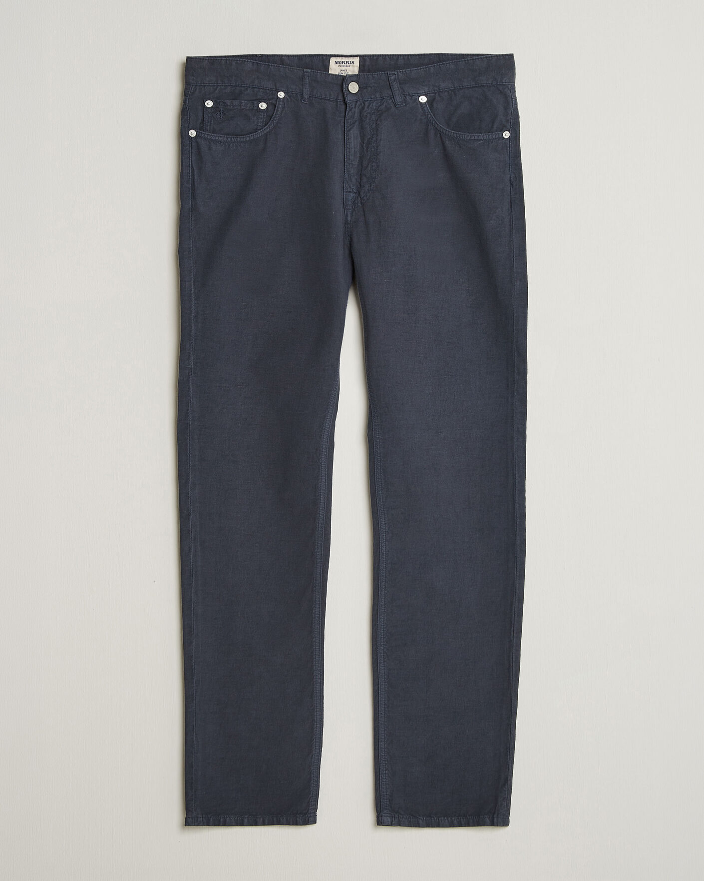 Hombres | Pantalones | Morris | James Washed Linen 5-Pocket Pants Dark Blue