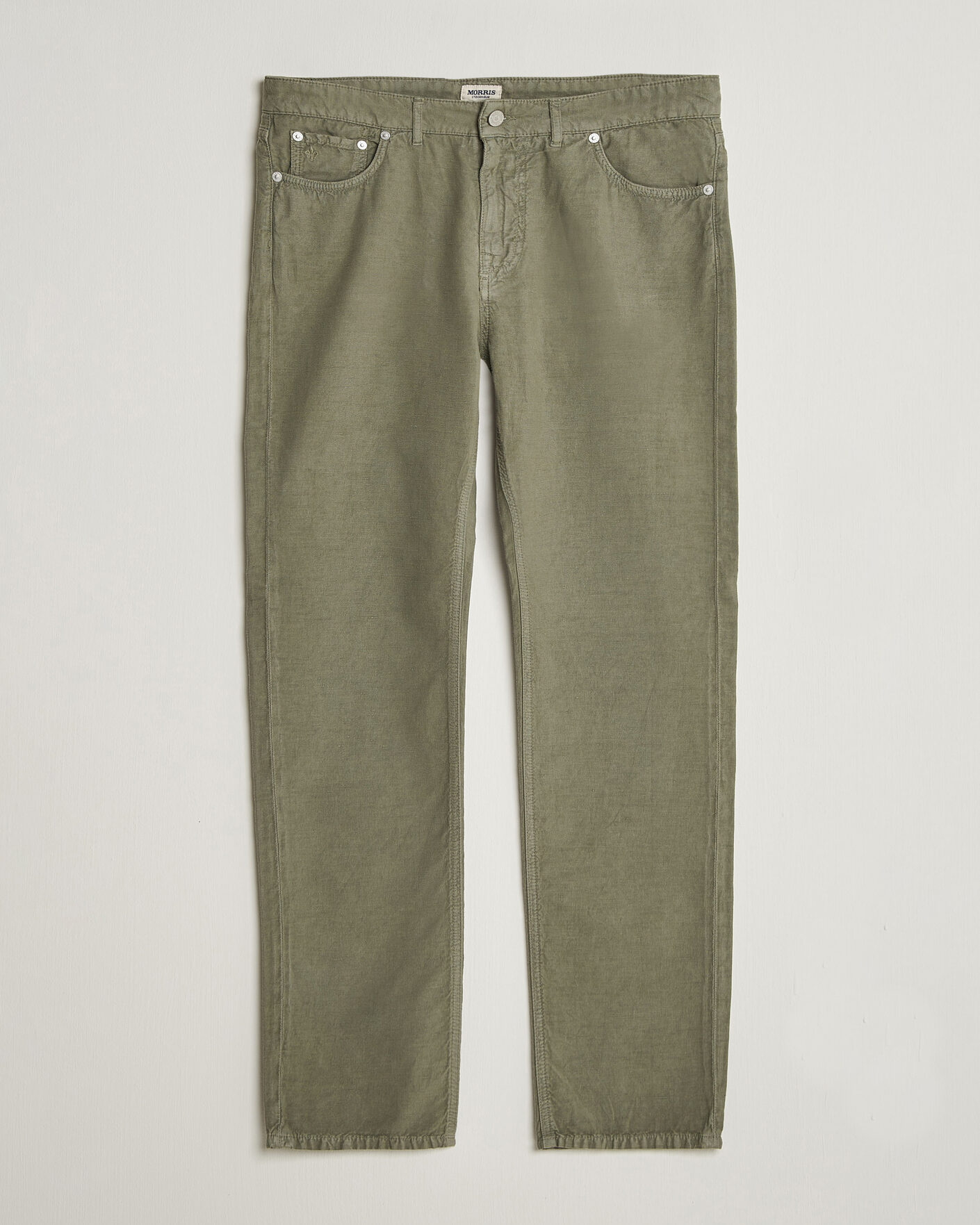 Hombres | Pantalones | Morris | James Washed Linen 5-Pocket Pants Olive