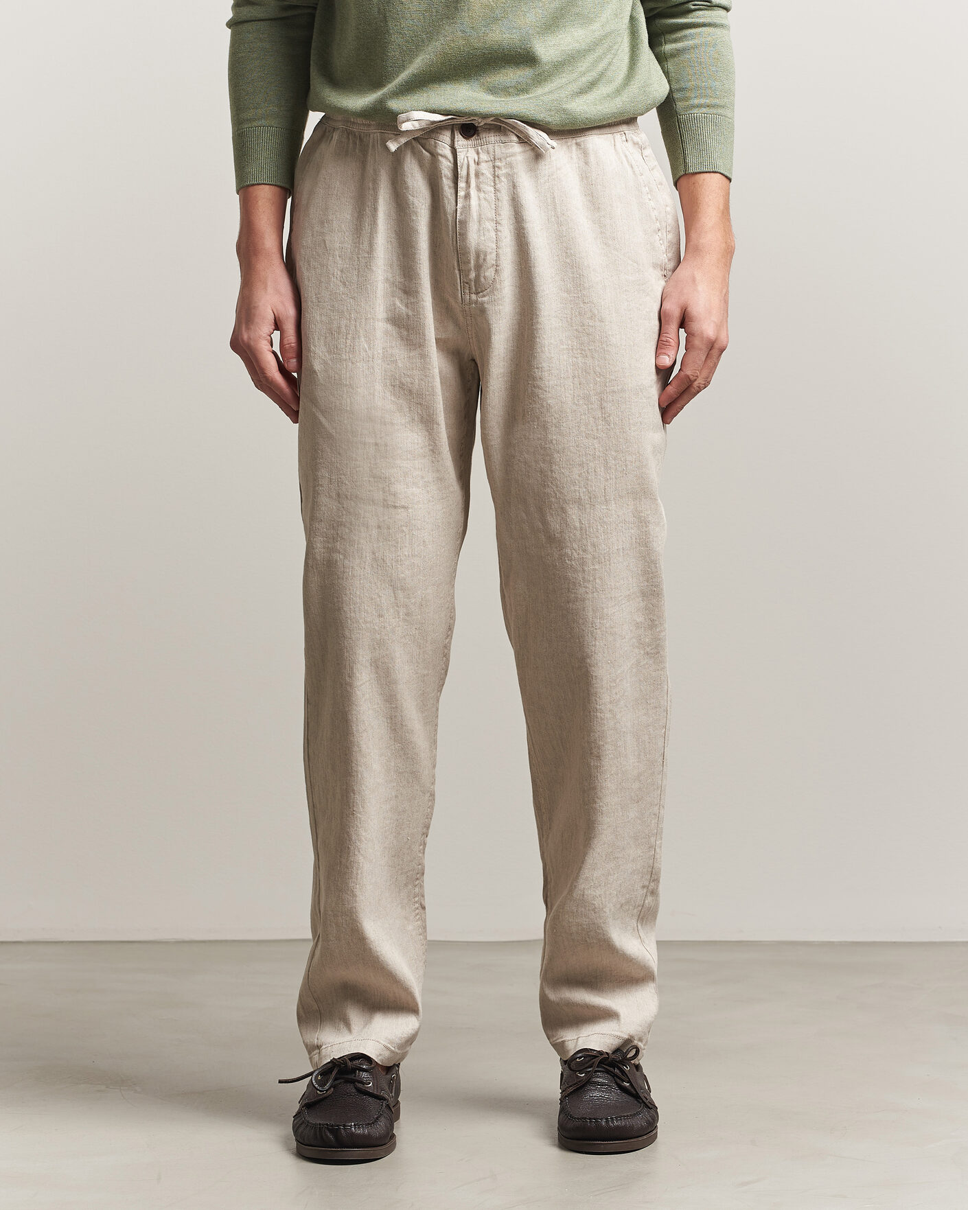 Hombres | Pantalones | Morris | Fenix Linen Trousers Khaki
