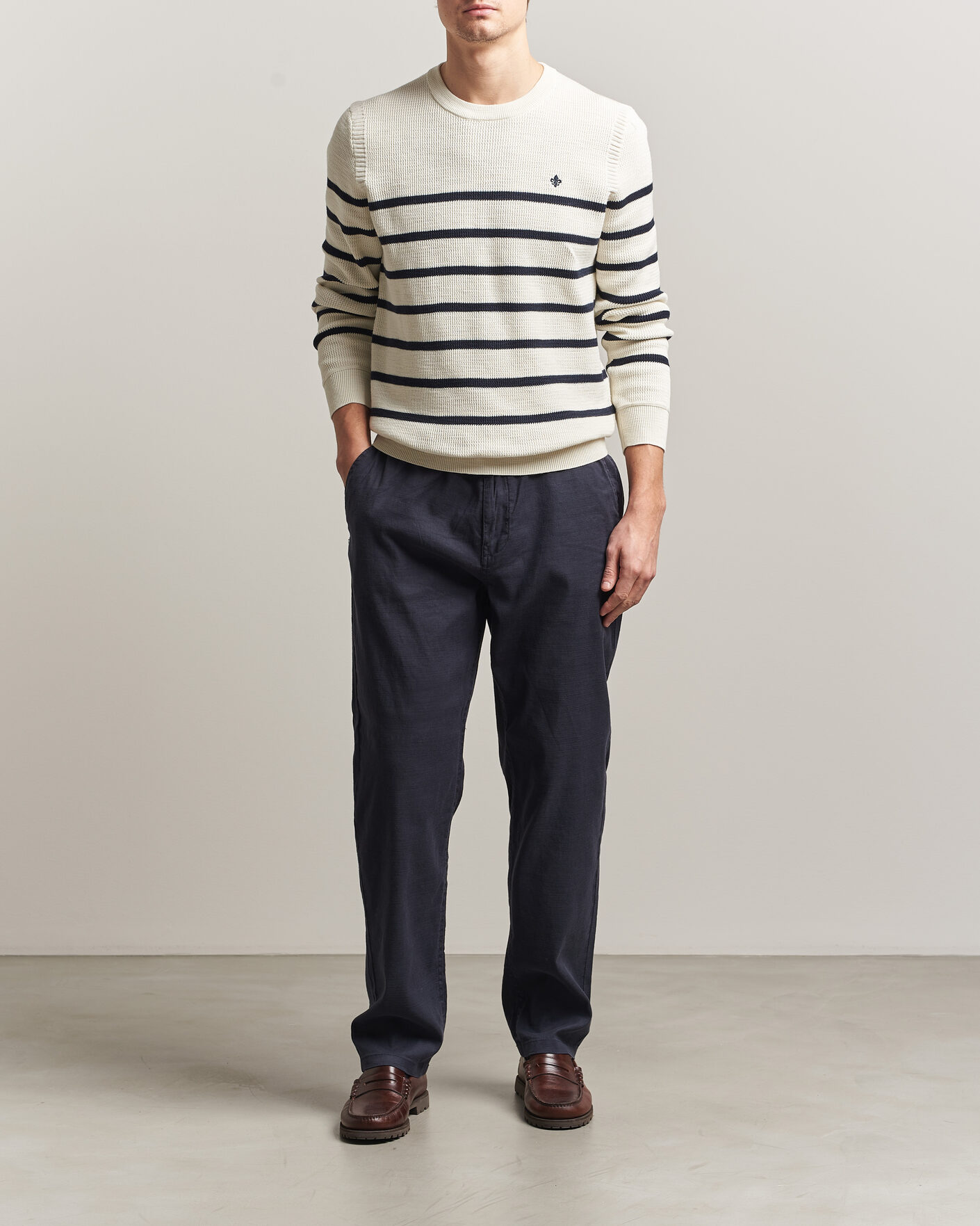 Hombres | Pantalones | Morris | Fenix Linen Trousers Navy