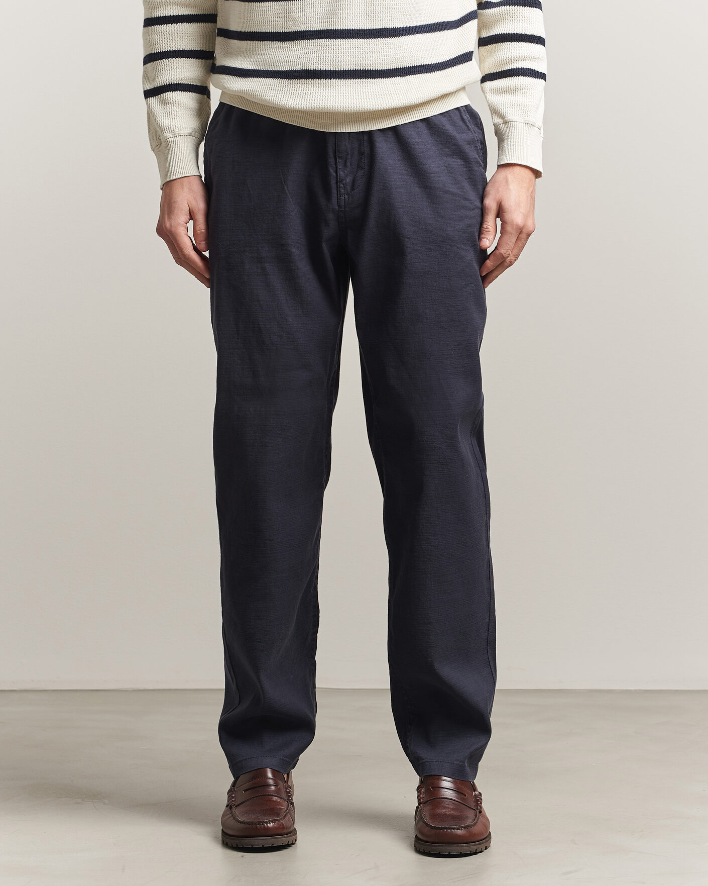 Hombres | Pantalones | Morris | Fenix Linen Trousers Navy