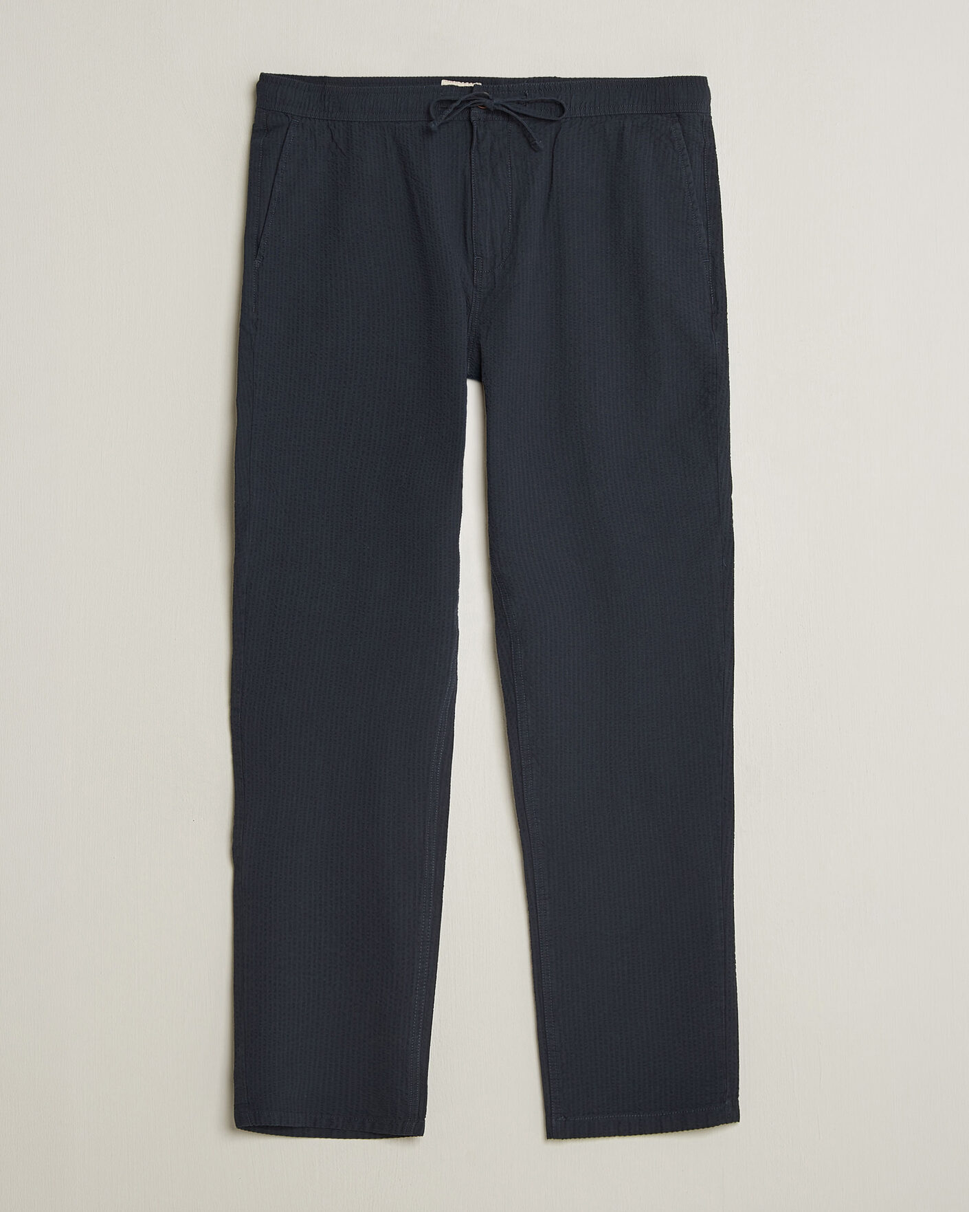 Hombres | Pantalones | Morris | Fenix Seersucker Trousers Dark Blue