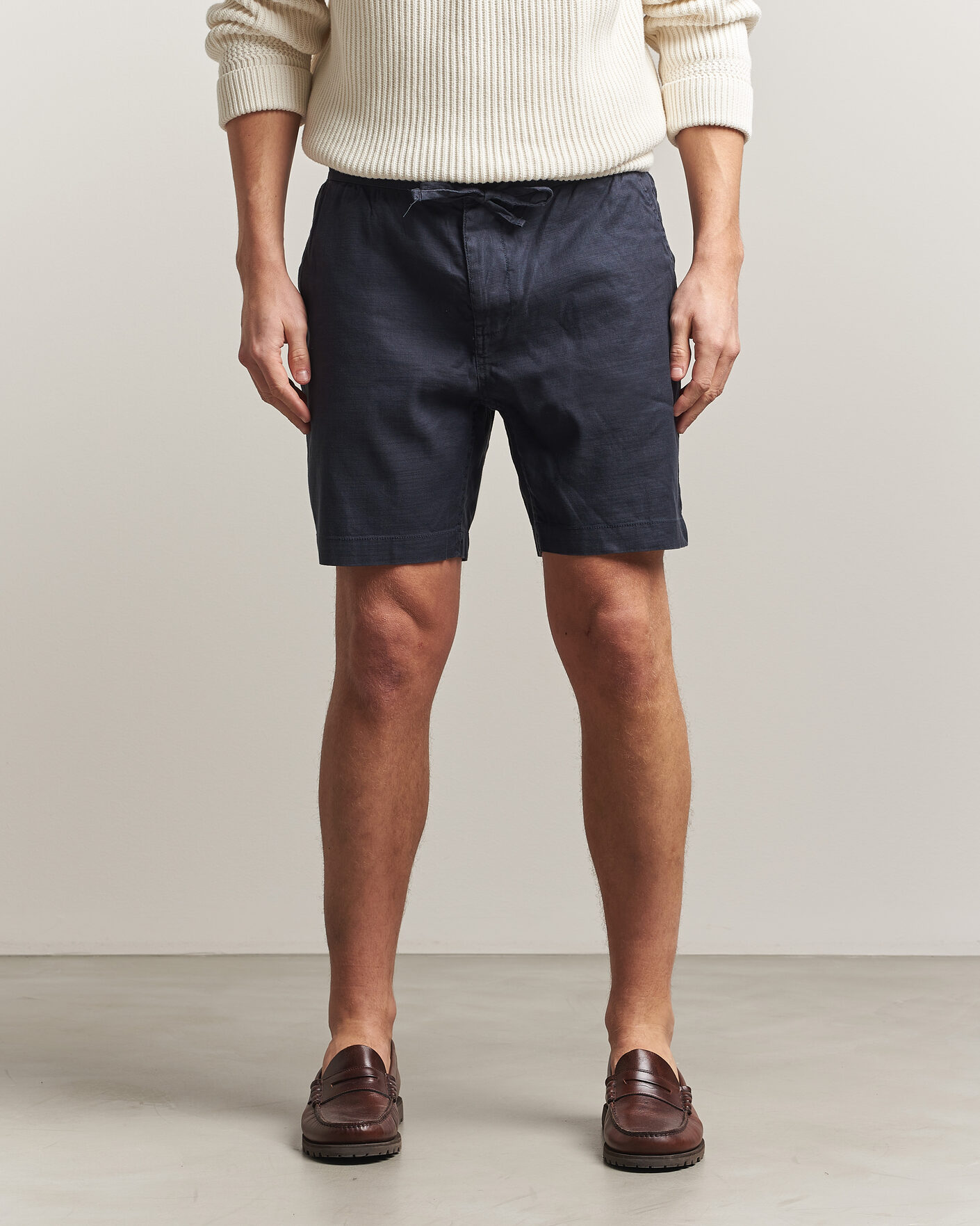 Hombres | Pantalones cortos | Morris | Fenix Linen Shorts Dark Blue
