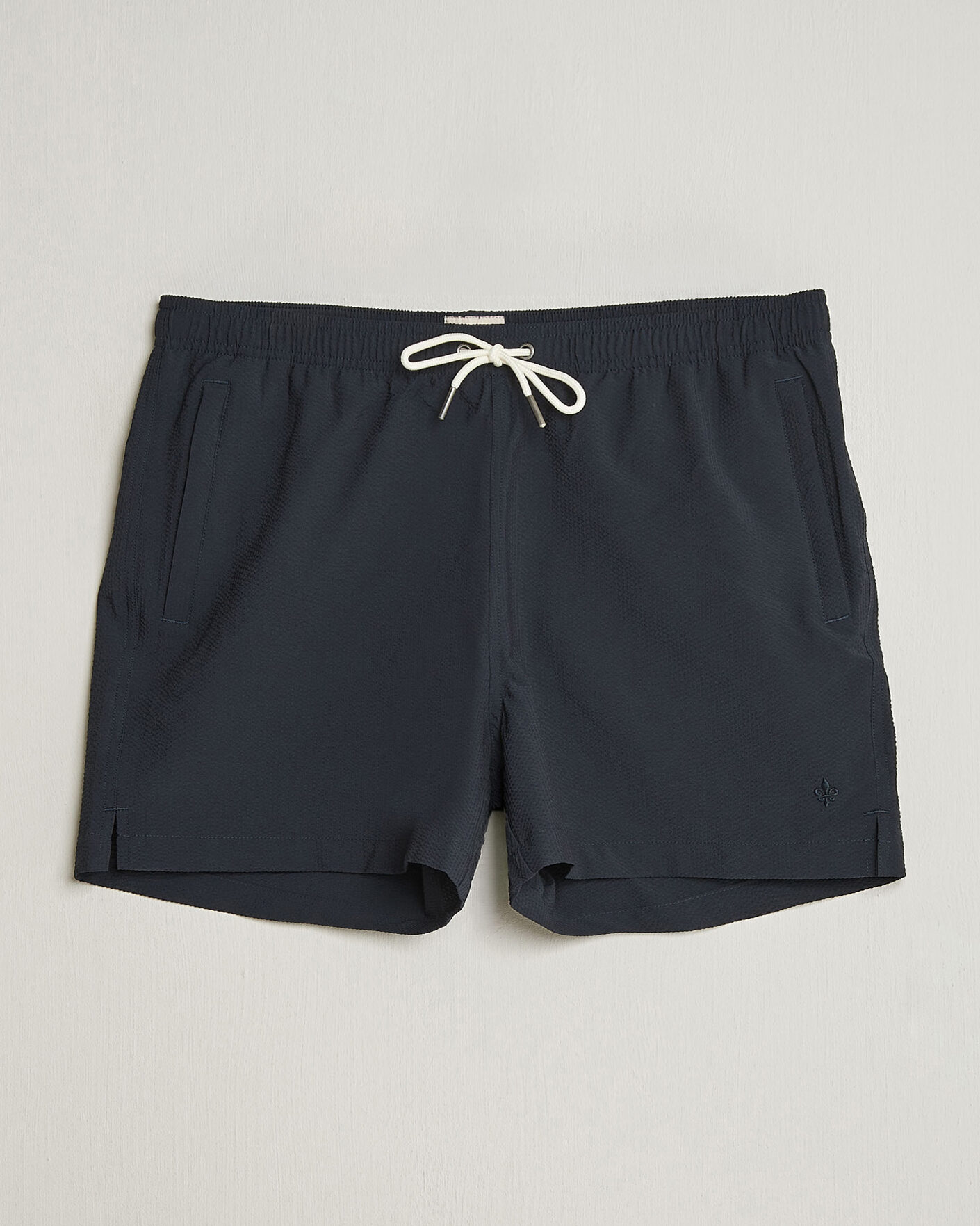 Hombres | Bañadores | Morris | Seersucker Bathing Trunks Dark Blue