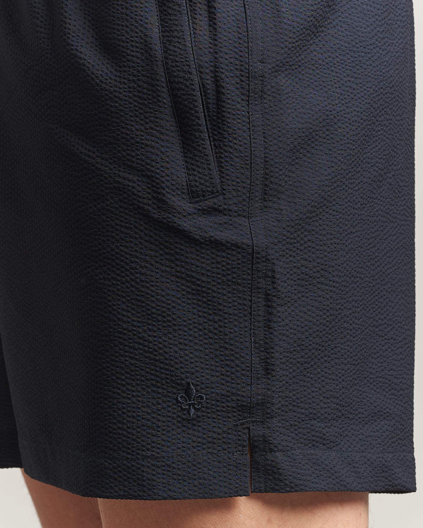 Hombres | Bañadores | Morris | Seersucker Bathing Trunks Dark Blue