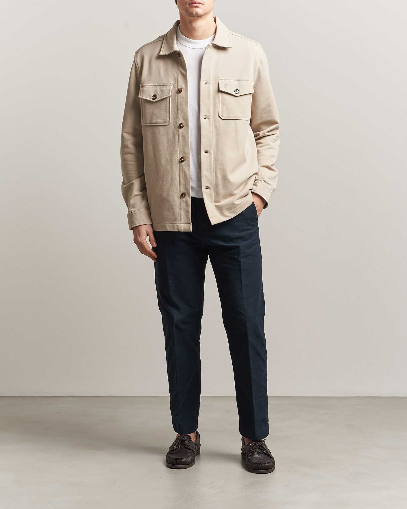 Hombres | Camisas | Morris | Andrew Jersey Overshirt Khaki