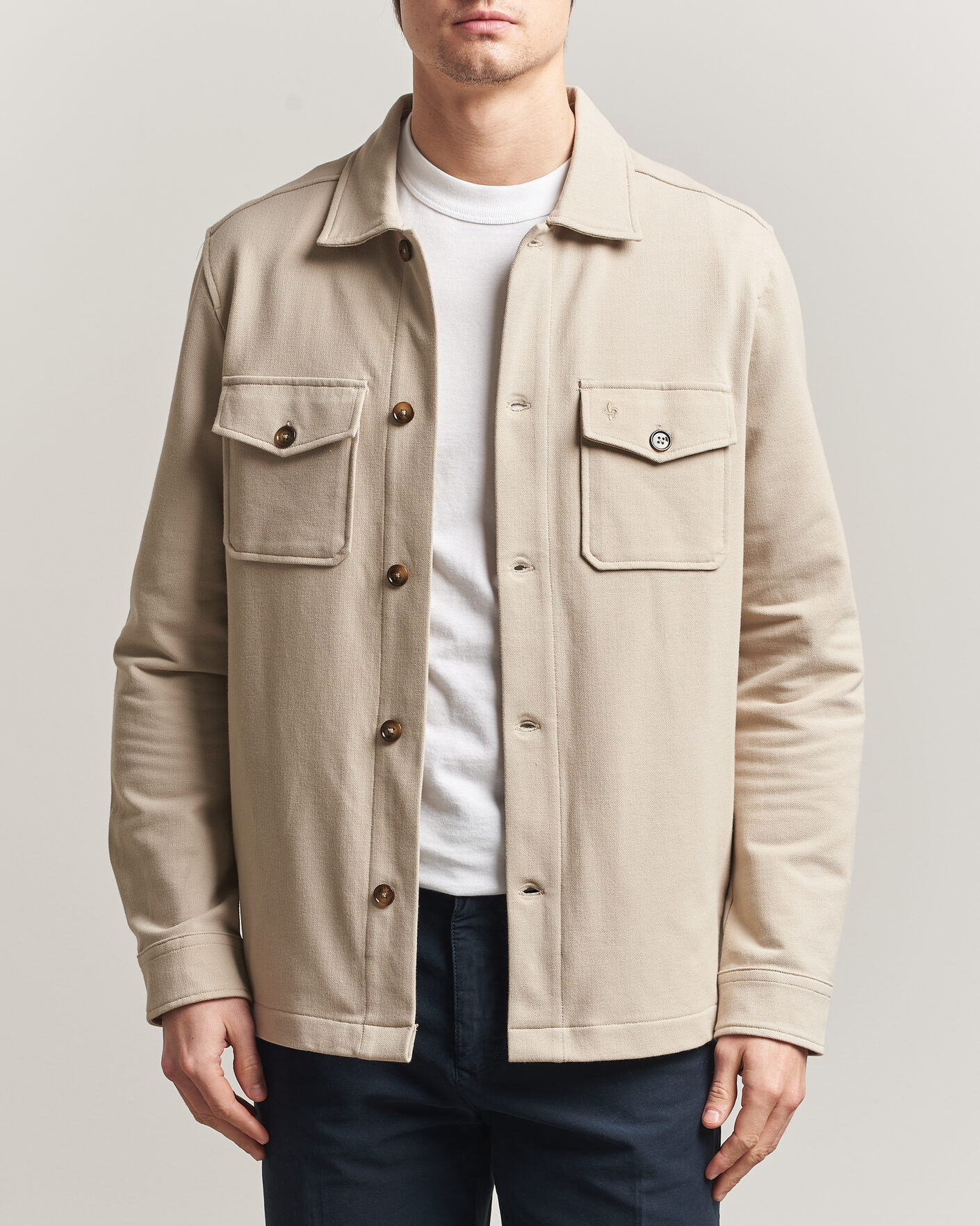 Hombres | Camisas | Morris | Andrew Jersey Overshirt Khaki