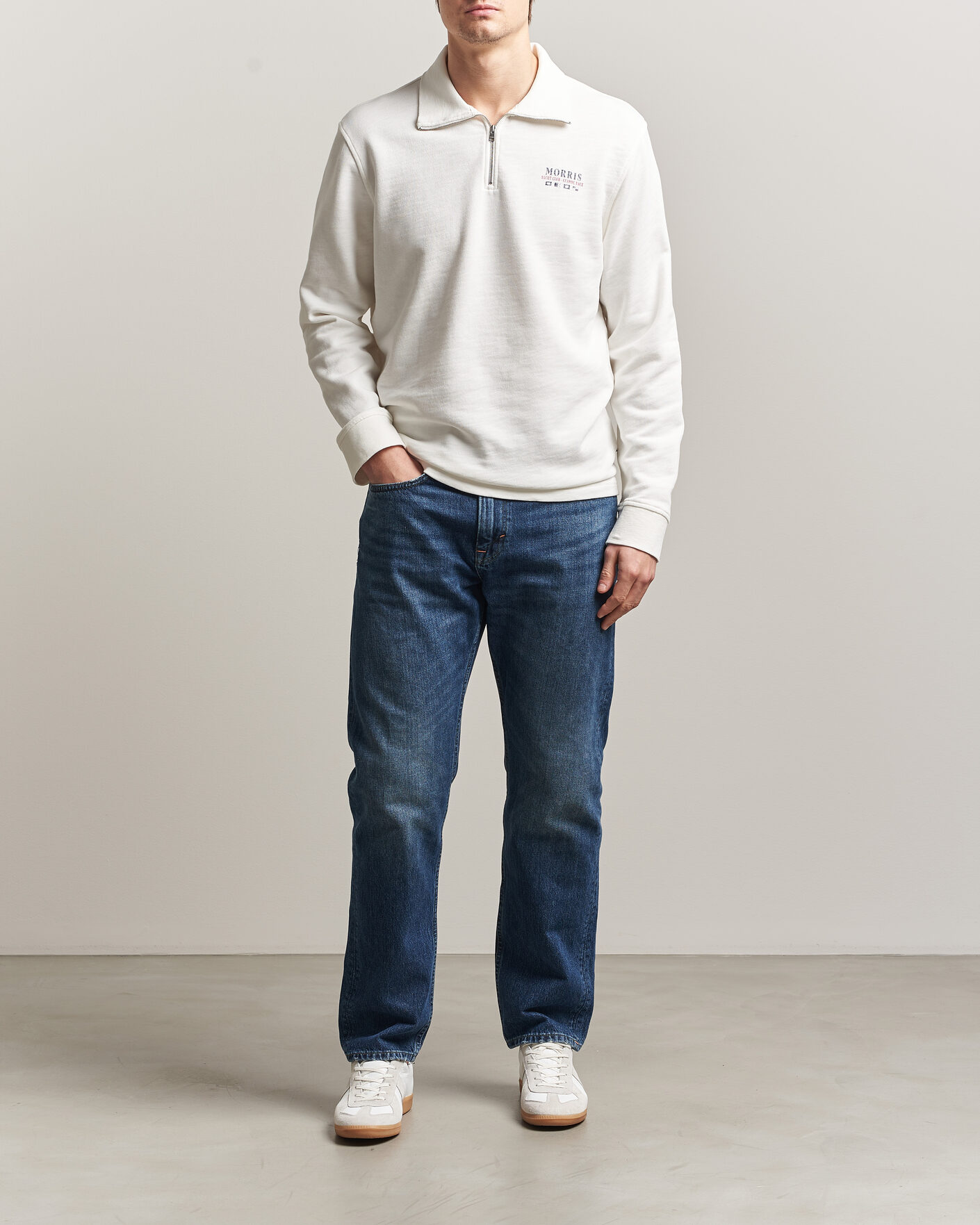 Hombres | Jerséis y prendas de punto | Morris | Northcott Slub Half-Zip White