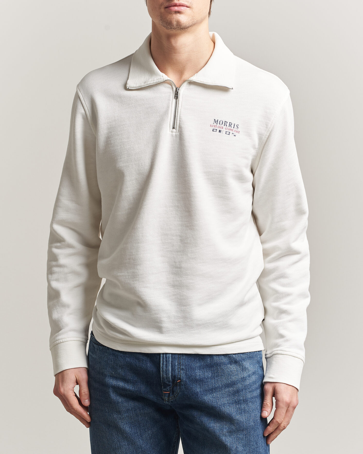 Hombres | Jerséis y prendas de punto | Morris | Northcott Slub Half-Zip White