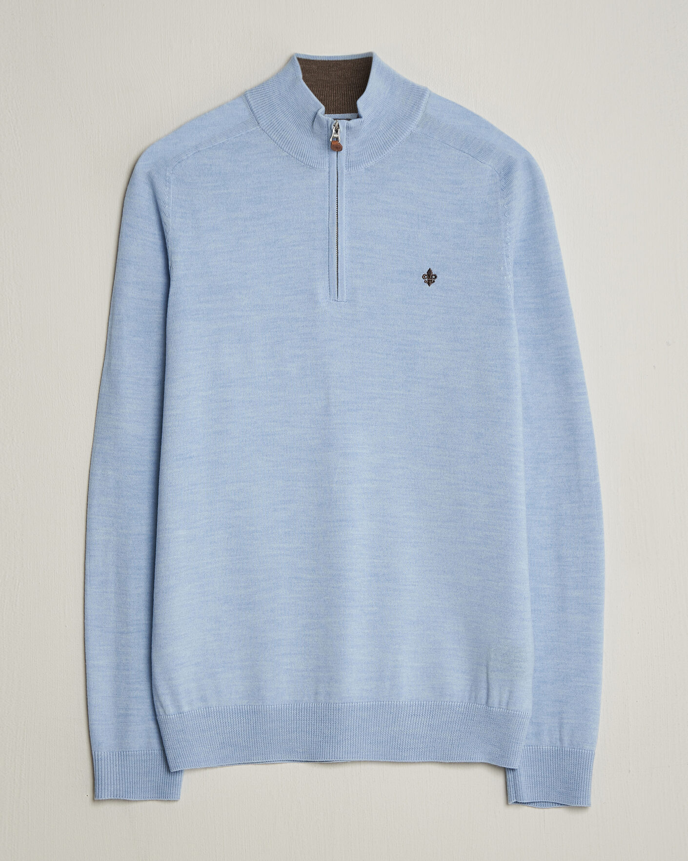Hombres | Jerséis y prendas de punto | Morris | John Merino Half-Zip Light Blue