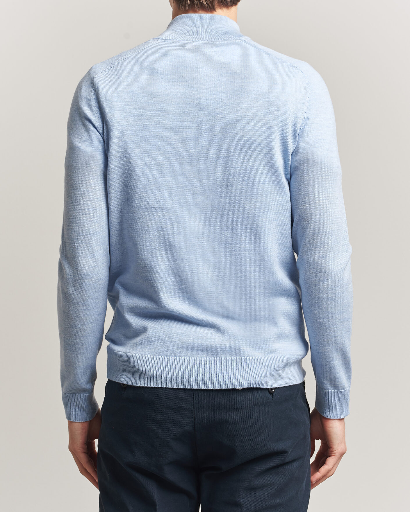 Hombres | Jerséis y prendas de punto | Morris | John Merino Half-Zip Light Blue
