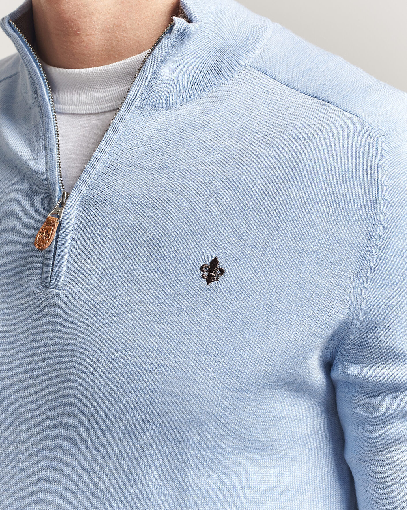 Hombres | Jerséis y prendas de punto | Morris | John Merino Half-Zip Light Blue
