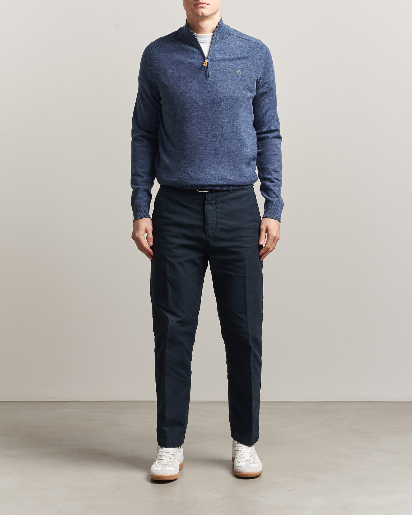 Hombres | Jerséis y prendas de punto | Morris | John Merino Half-Zip Blue