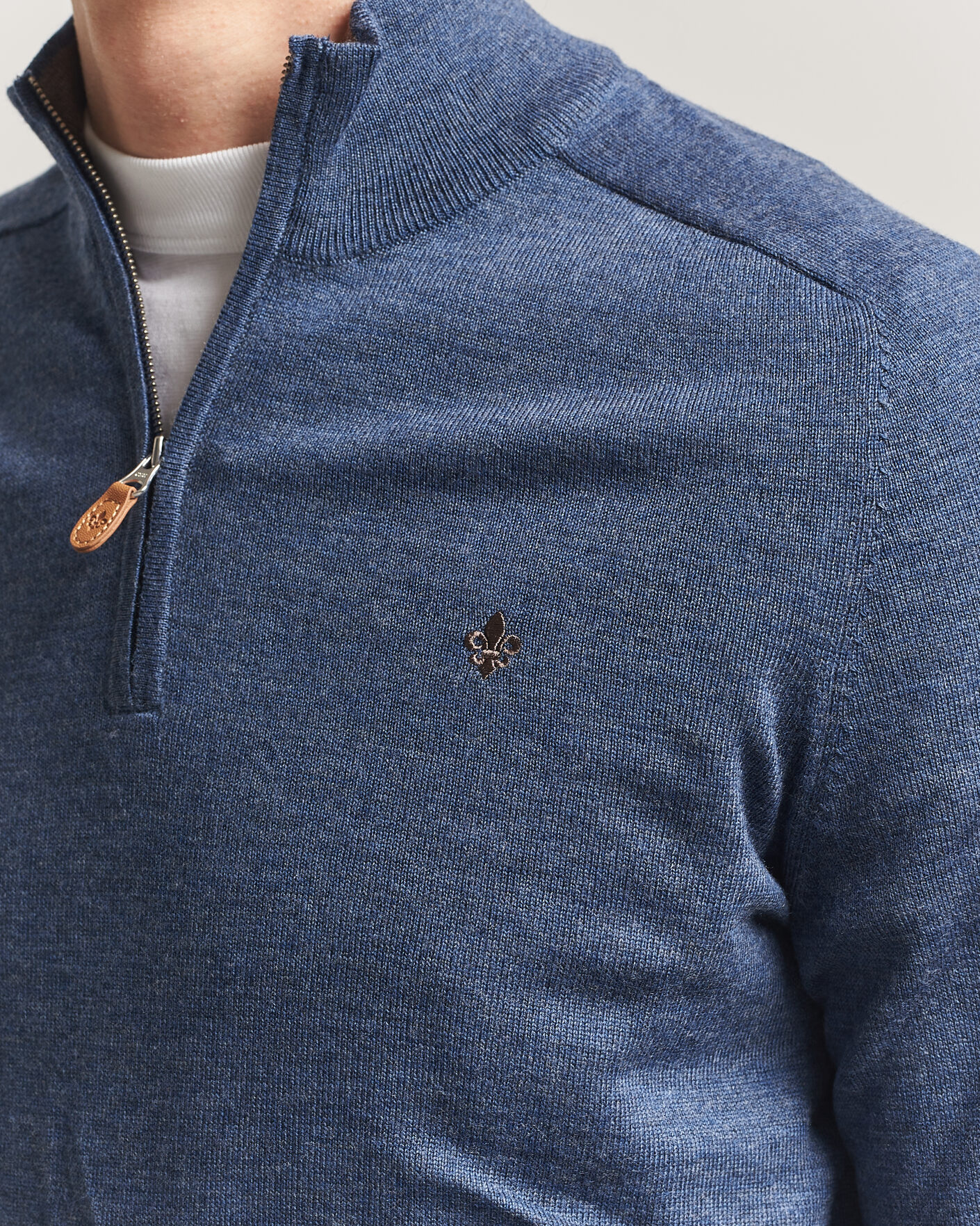 Hombres | Jerséis y prendas de punto | Morris | John Merino Half-Zip Blue