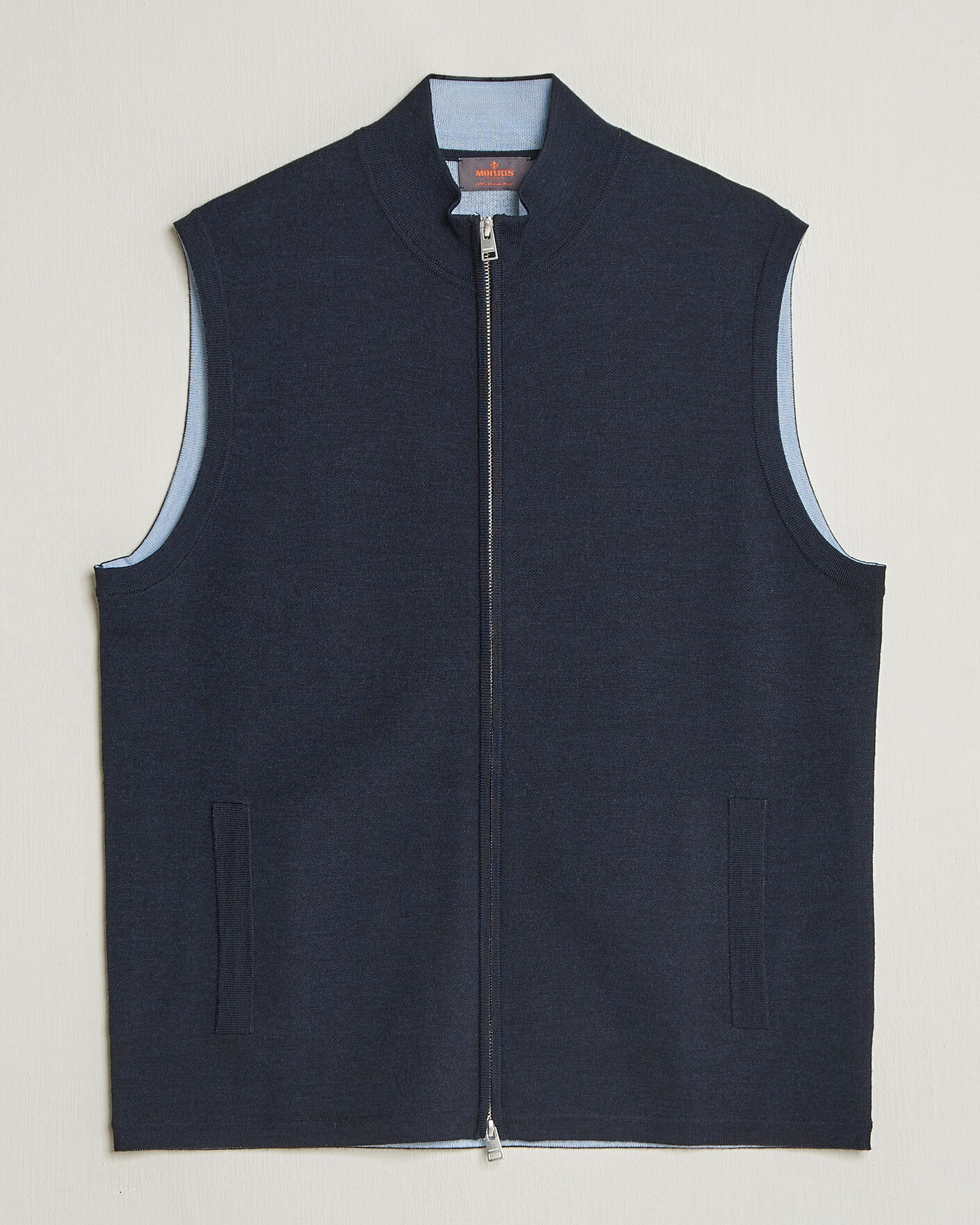 Hombres | Jerséis y prendas de punto | Morris | Merino Double Zip Vest Navy