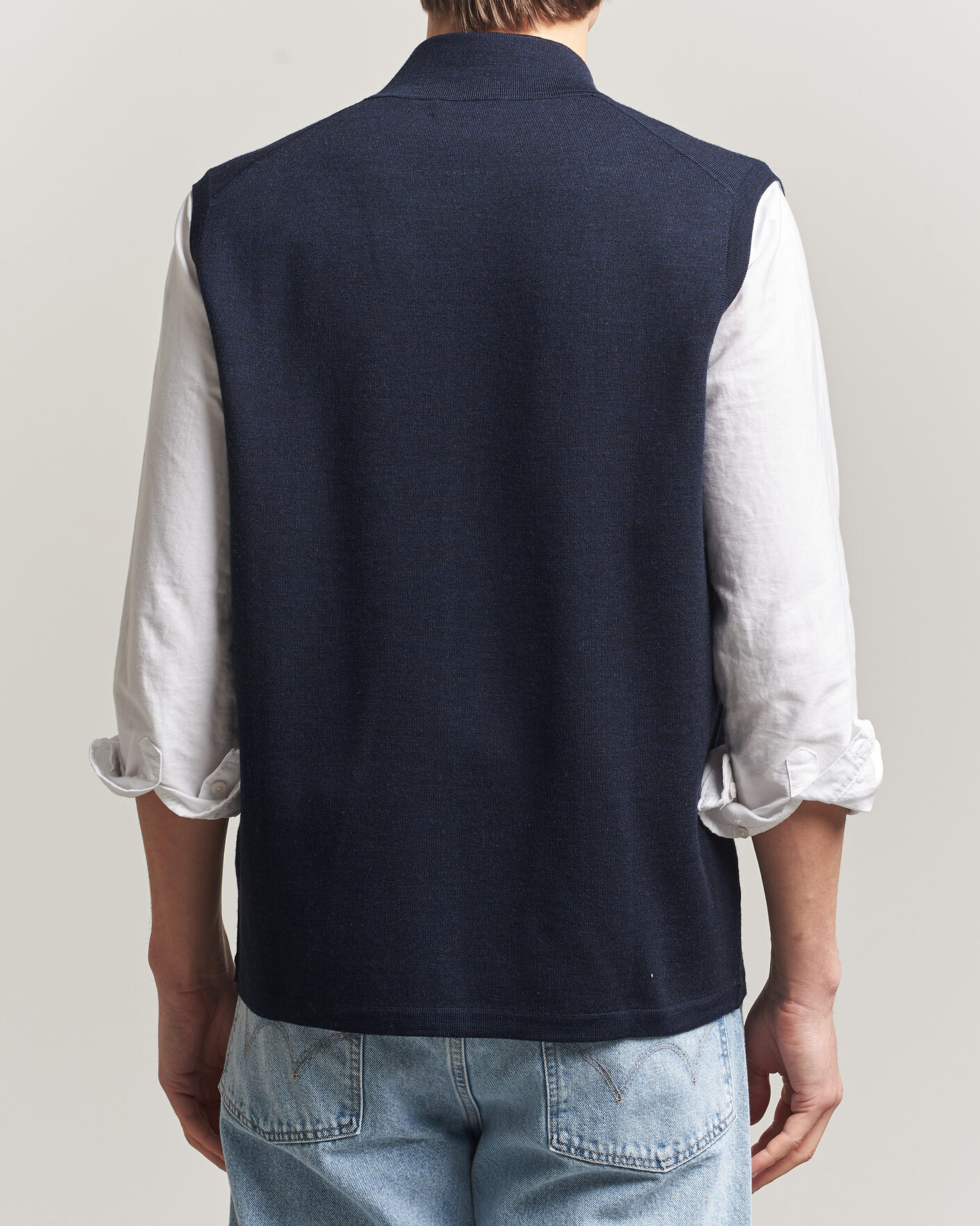 Hombres | Jerséis y prendas de punto | Morris | Merino Double Zip Vest Navy