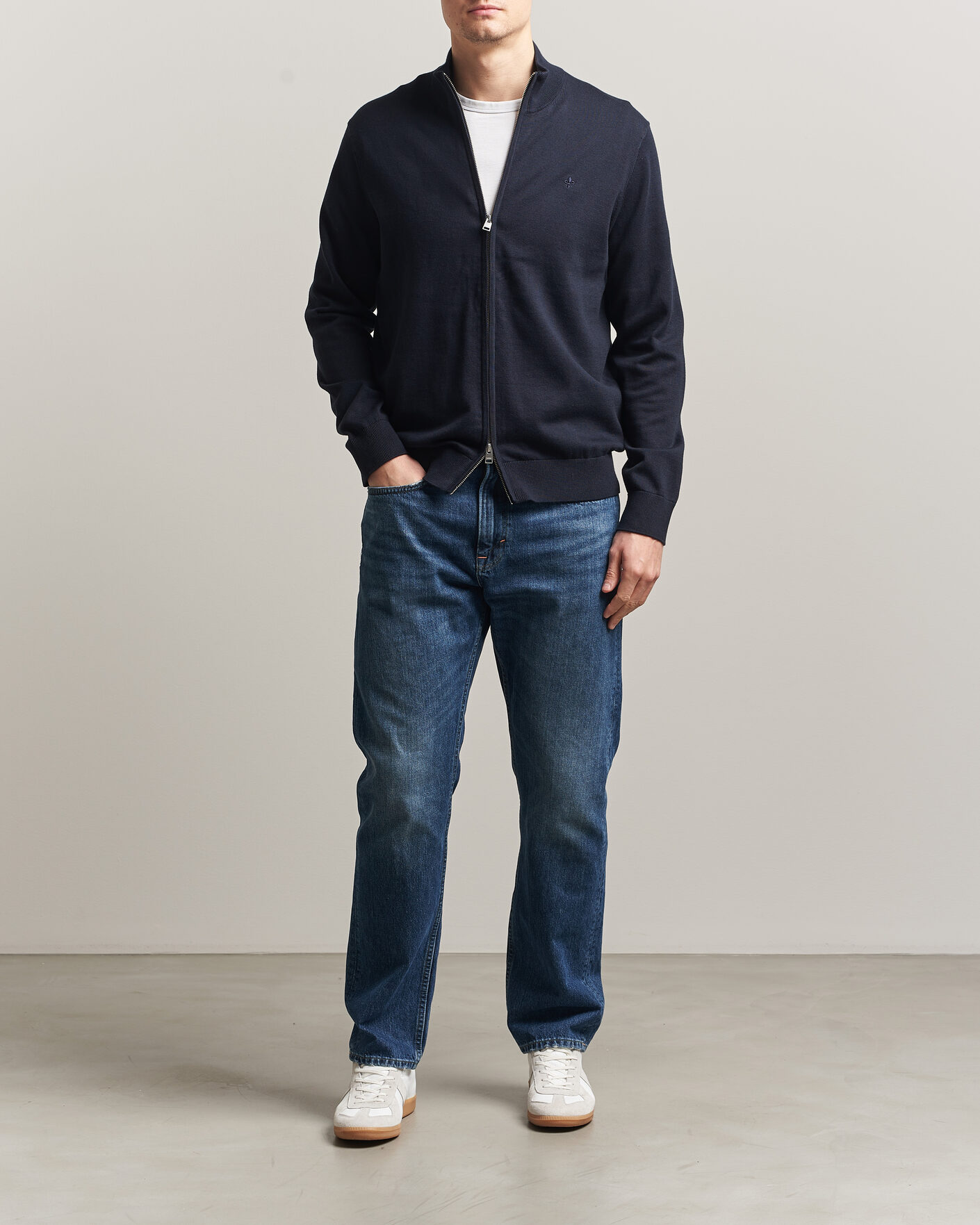 Hombres | Jerséis y prendas de punto | Morris | Riley Zip Cardigan Navy