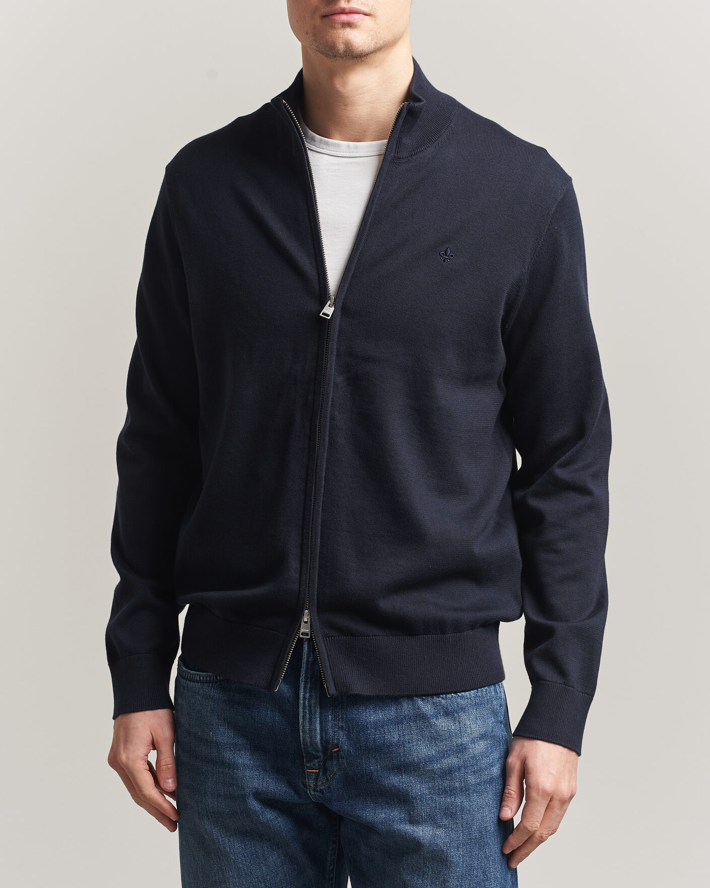 Hombres | Jerséis y prendas de punto | Morris | Riley Zip Cardigan Navy