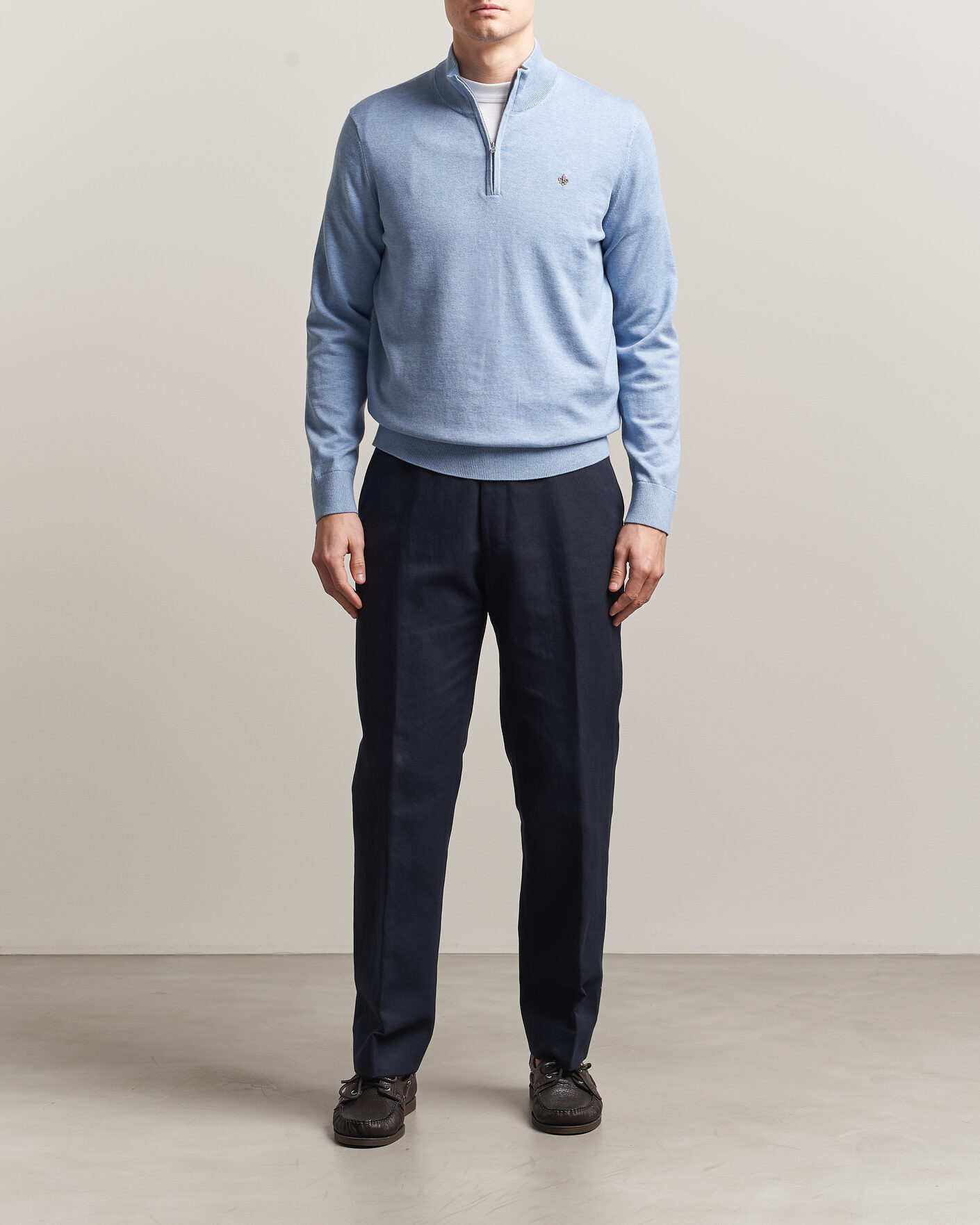 Hombres | Jerséis y prendas de punto | Morris | Riley Half-Zip Light Blue