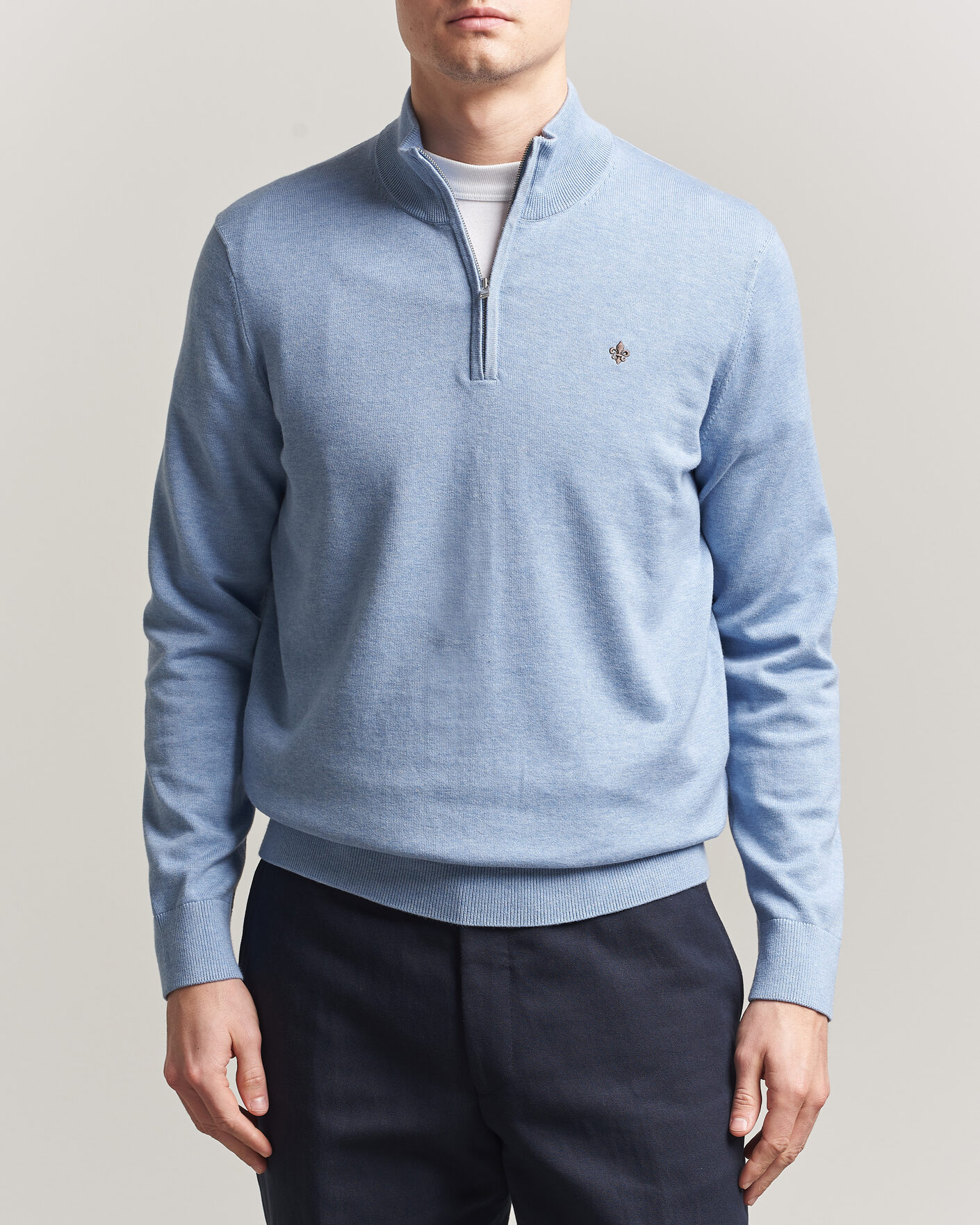 Hombres | Jerséis y prendas de punto | Morris | Riley Half-Zip Light Blue