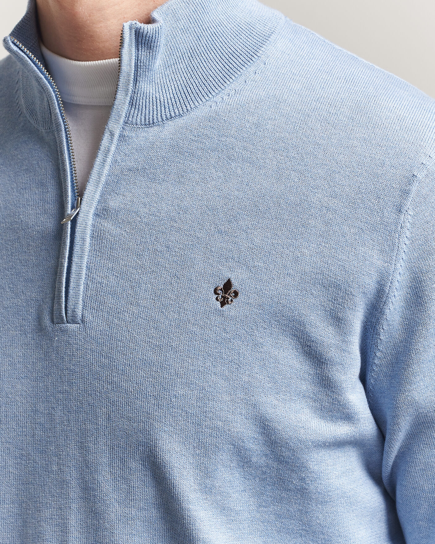 Hombres | Jerséis y prendas de punto | Morris | Riley Half-Zip Light Blue
