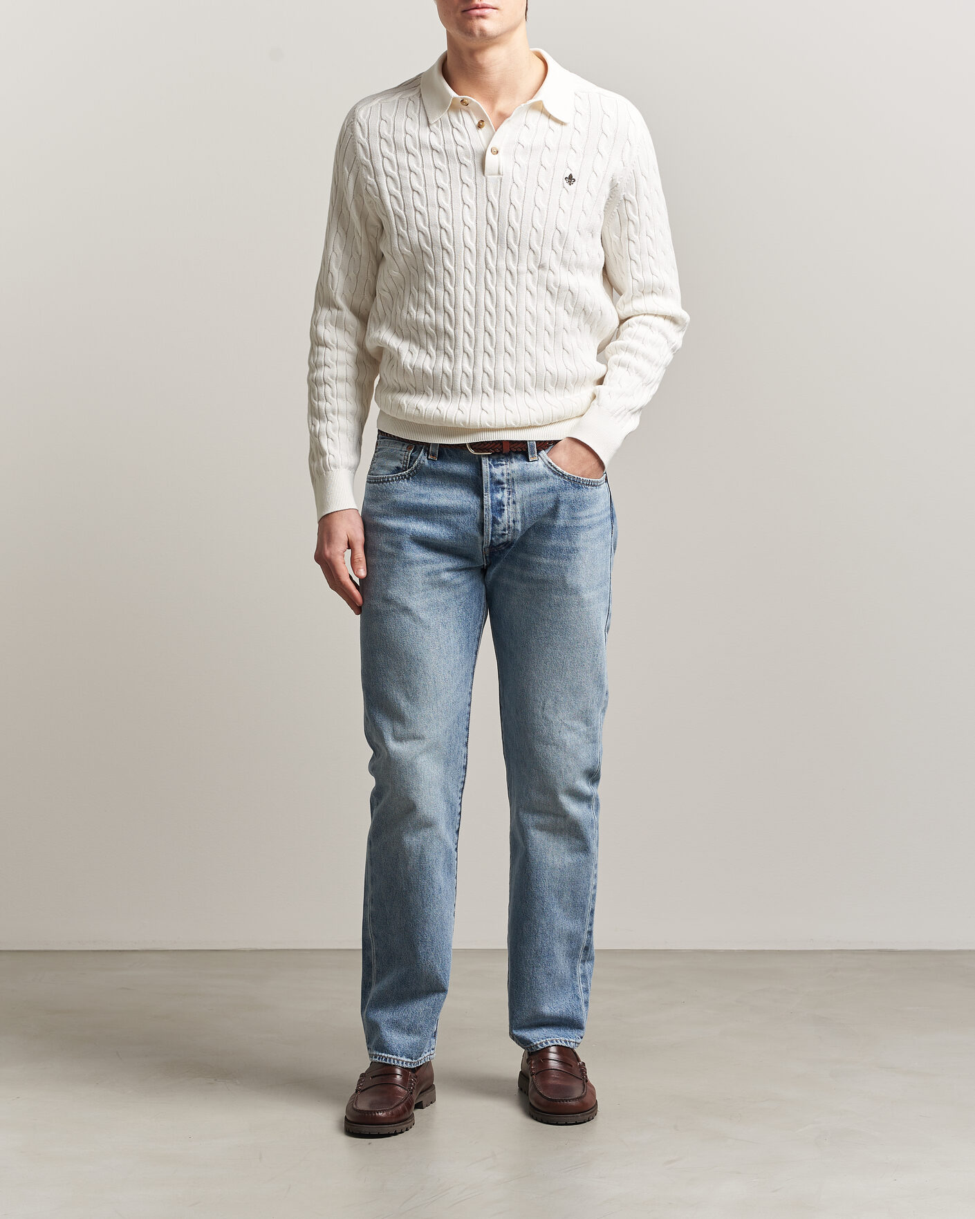 Hombres | Jerséis y prendas de punto | Morris | Lancaster Cable Polo Off White