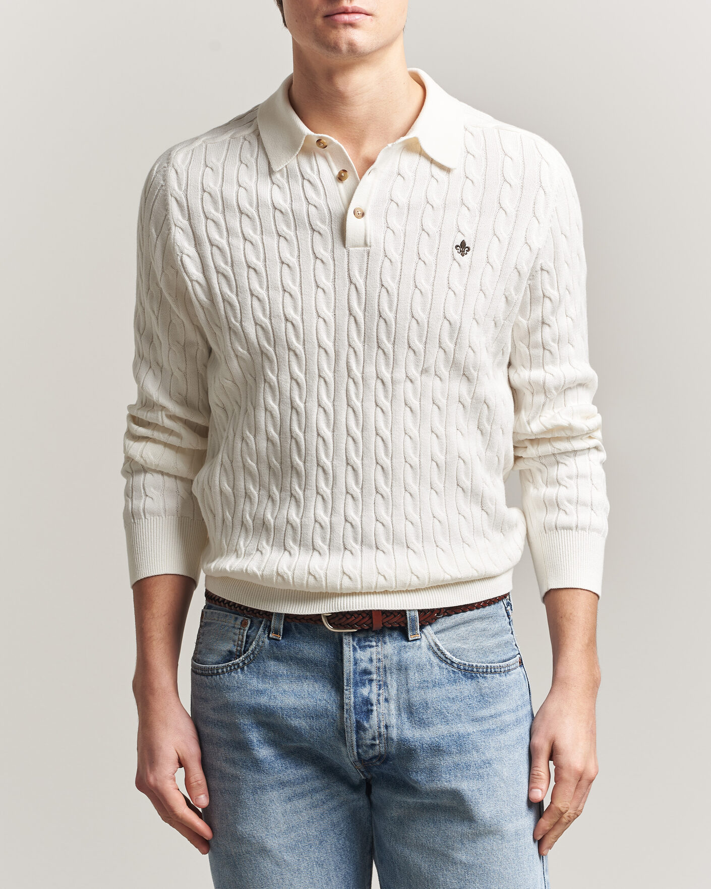 Hombres | Jerséis y prendas de punto | Morris | Lancaster Cable Polo Off White