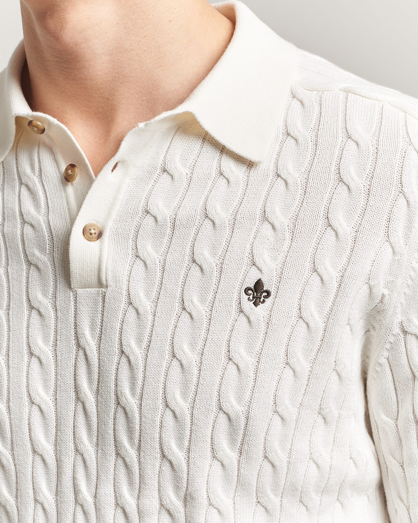 Hombres | Jerséis y prendas de punto | Morris | Lancaster Cable Polo Off White