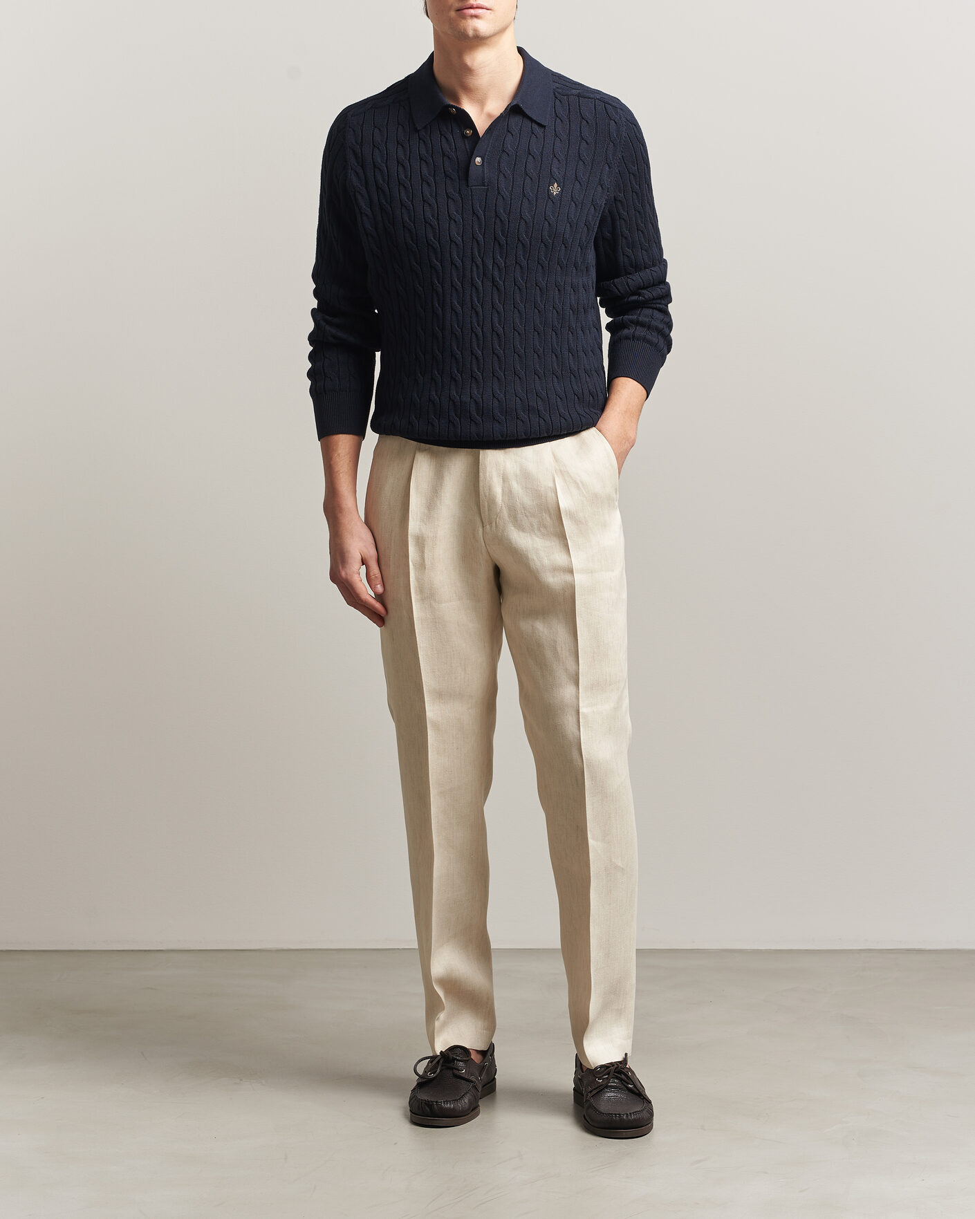 Hombres | Jerséis y prendas de punto | Morris | Lancaster Cable Polo Navy