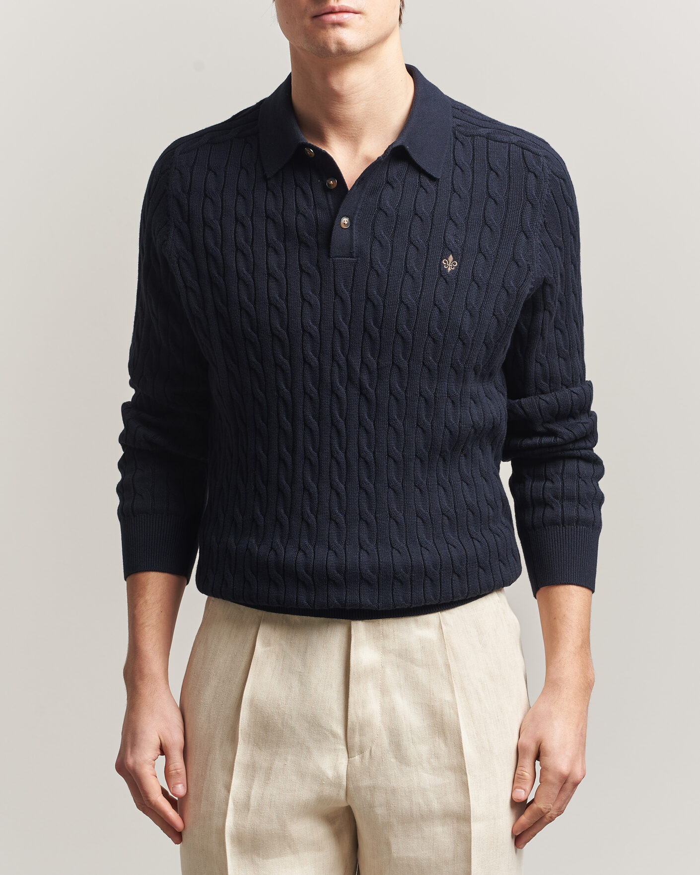 Hombres | Jerséis y prendas de punto | Morris | Lancaster Cable Polo Navy