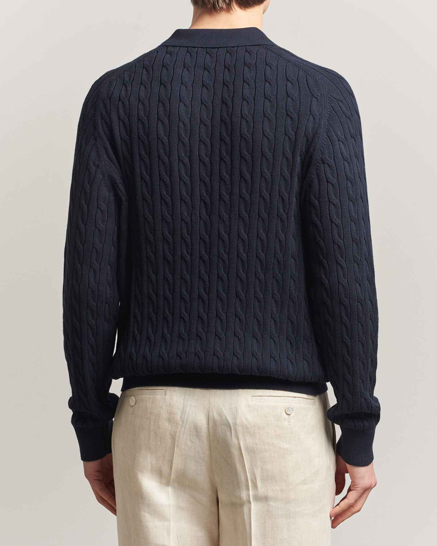 Hombres | Jerséis y prendas de punto | Morris | Lancaster Cable Polo Navy