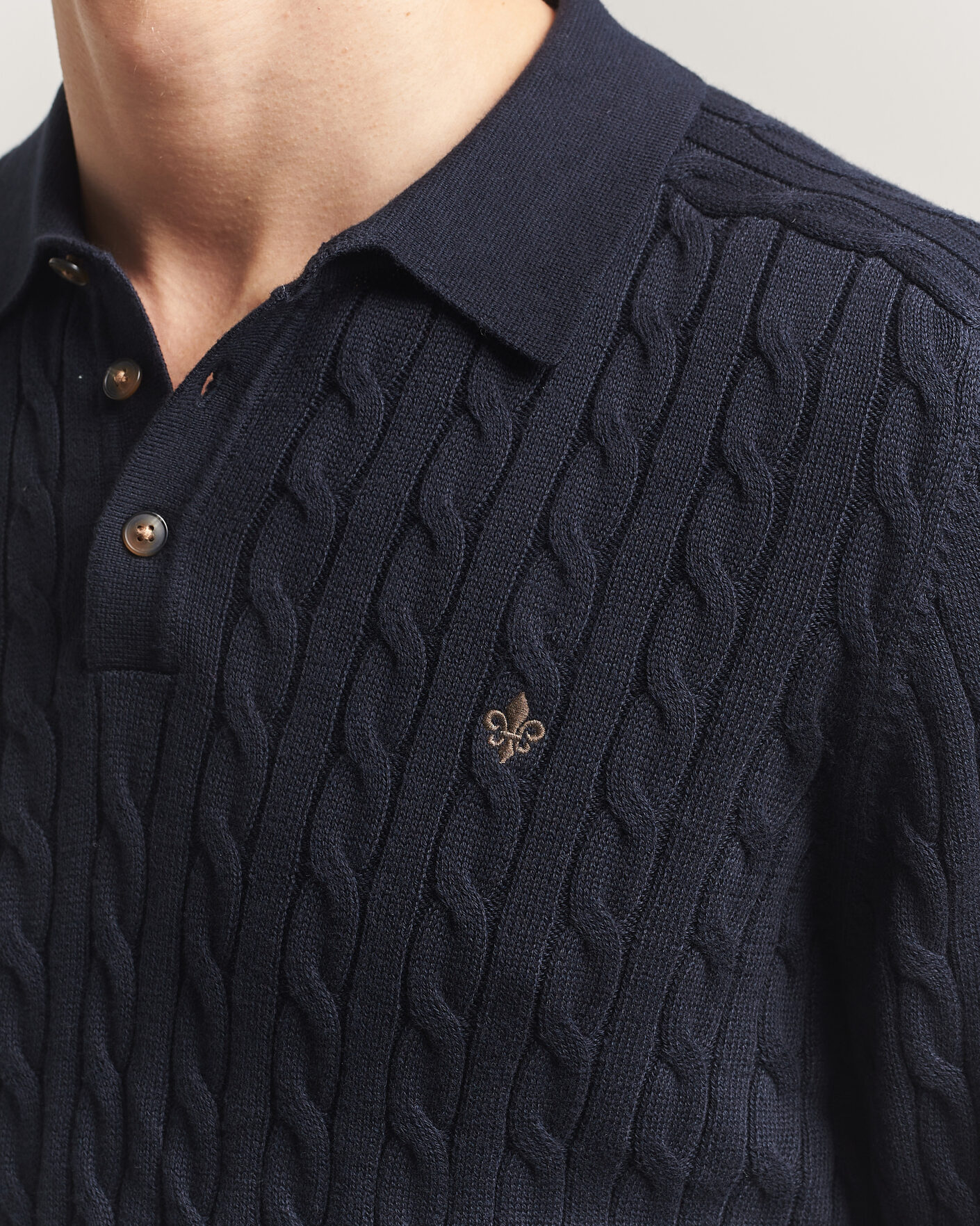 Hombres | Jerséis y prendas de punto | Morris | Lancaster Cable Polo Navy