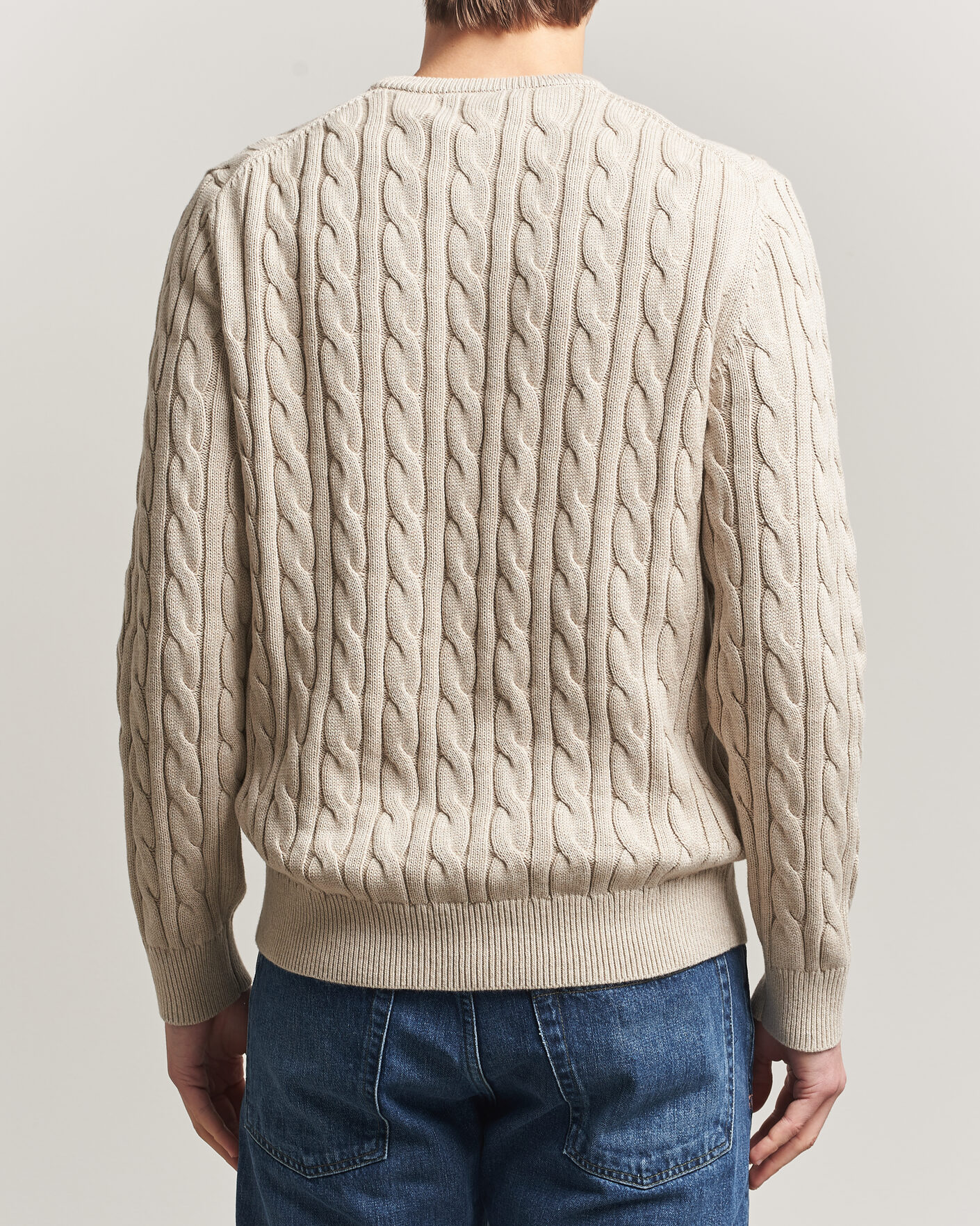 Hombres | Jerséis y prendas de punto | Morris | Ethan Cable Oneck Khaki