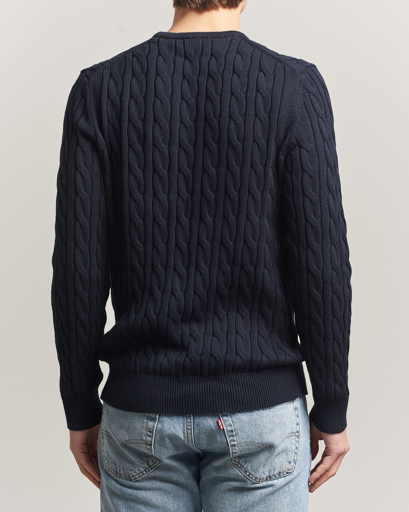 Hombres | Jerséis y prendas de punto | Morris | Ethan Cable Oneck Navy