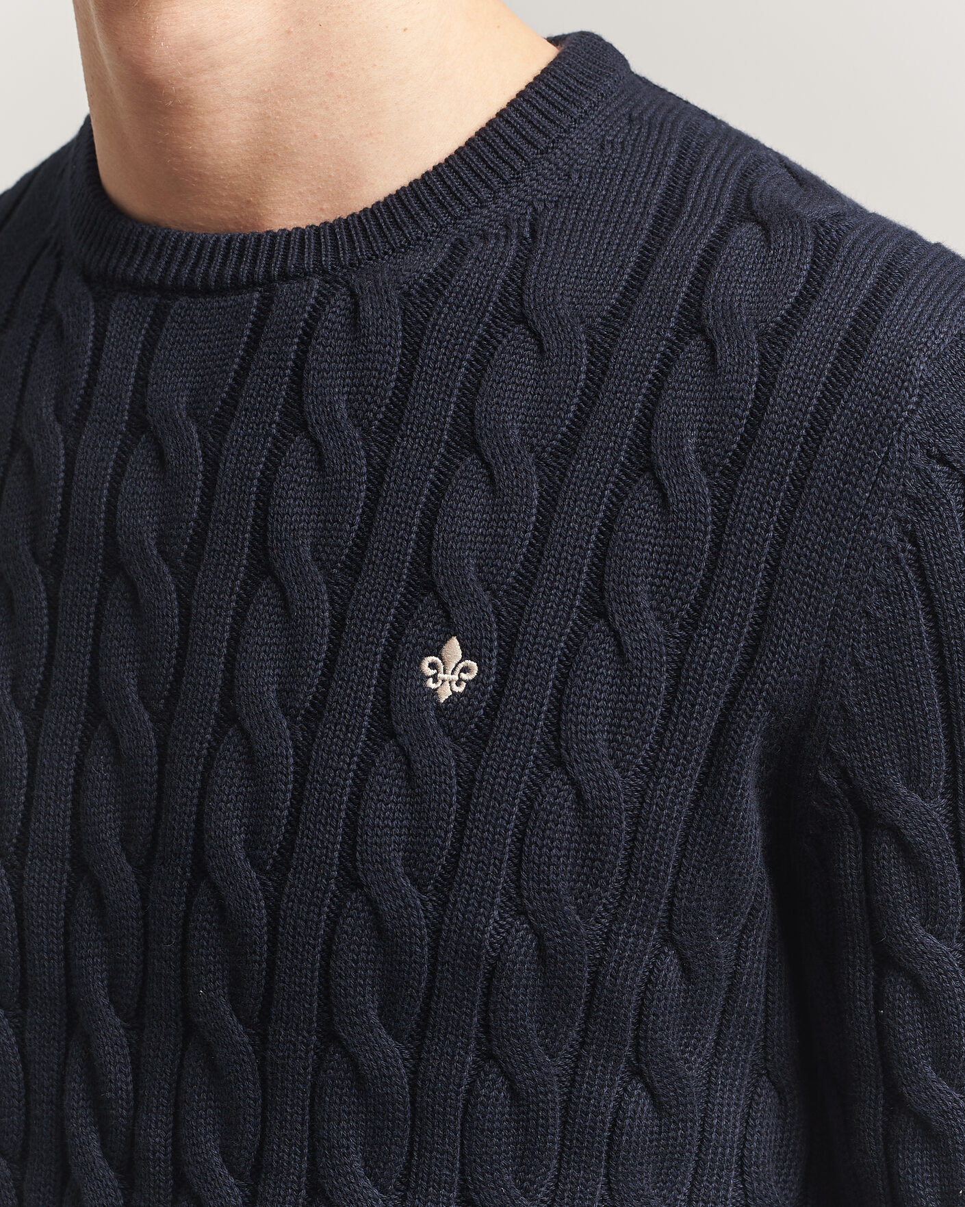 Hombres | Jerséis y prendas de punto | Morris | Ethan Cable Oneck Navy