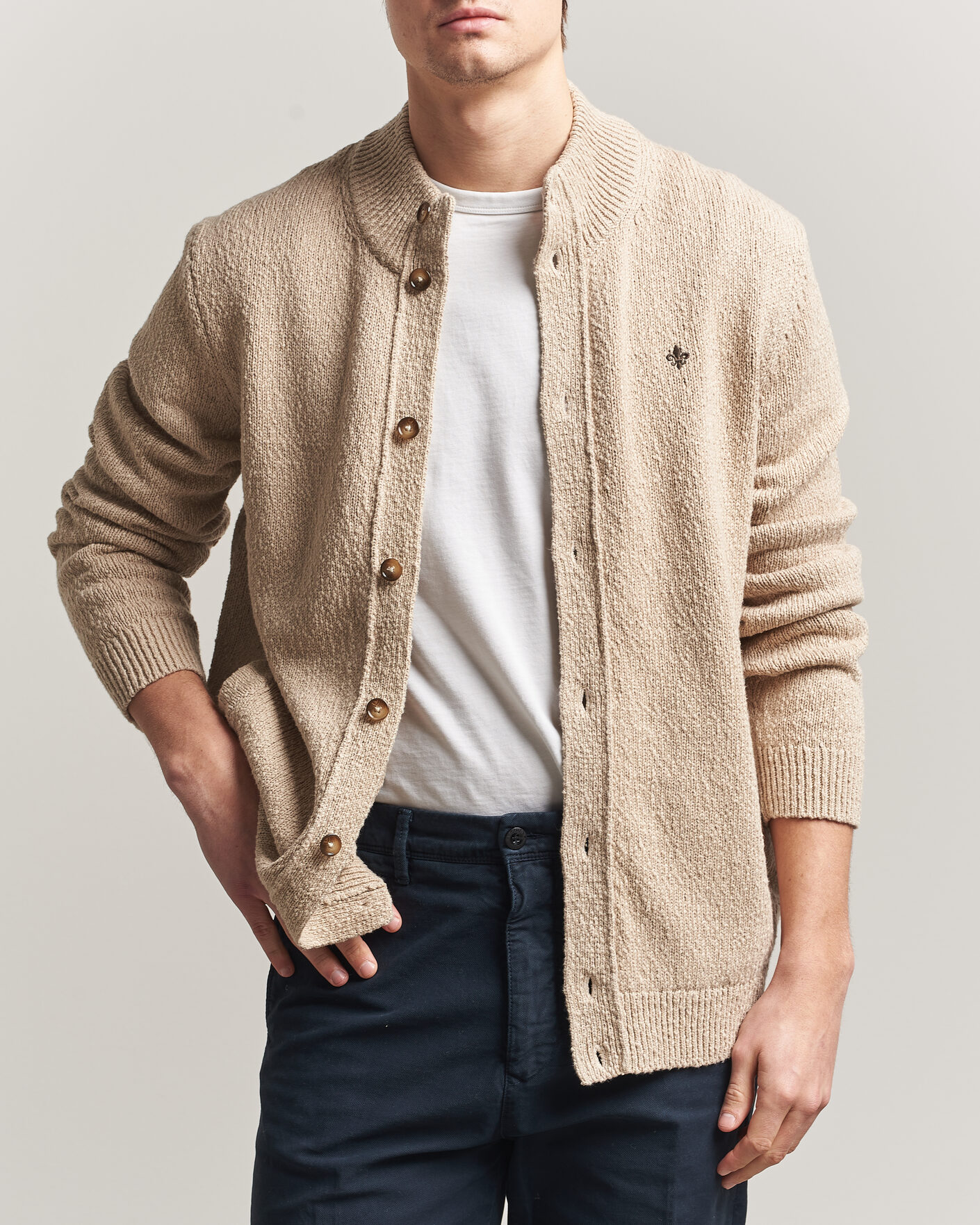 Hombres | Jerséis y prendas de punto | Morris | Windham Button Cardigan Khaki