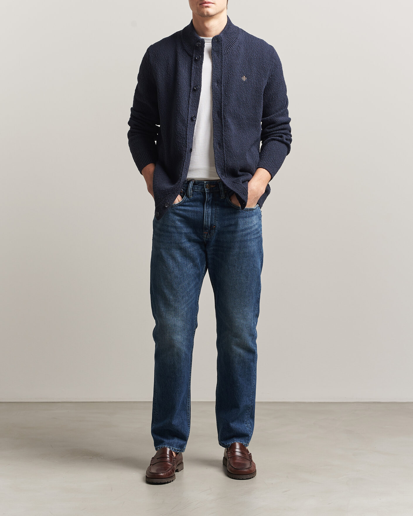 Hombres | Jerséis y prendas de punto | Morris | Windham Button Cardigan Navy