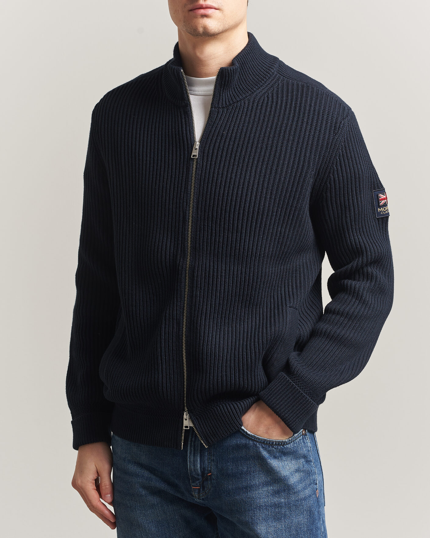 Hombres | Jerséis y prendas de punto | Morris | Brenton Full-Zip Cardigan Navy
