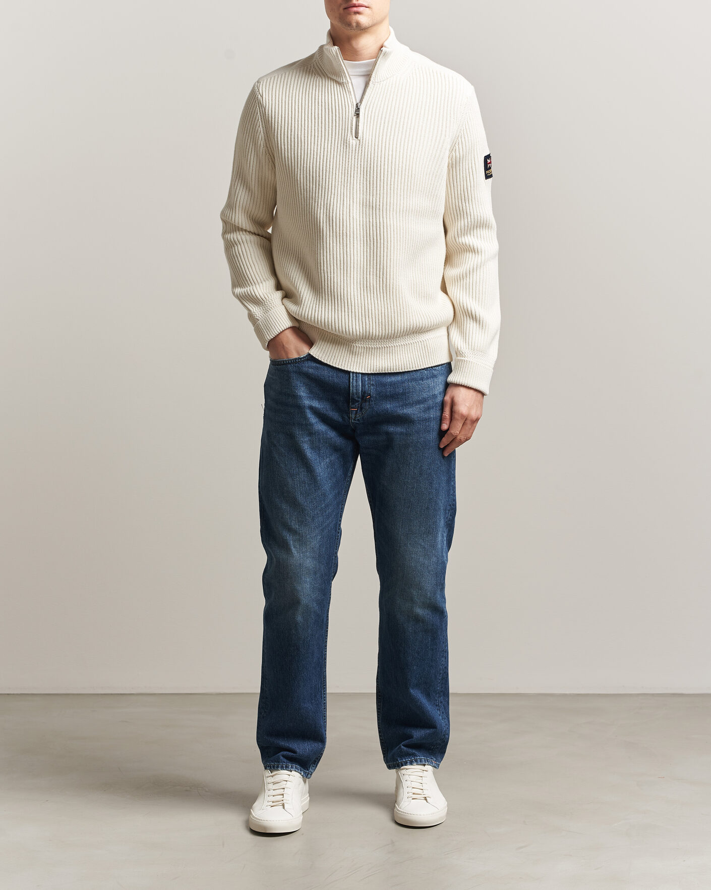 Hombres | Jerséis y prendas de punto | Morris | Brenton Half-Zip Off White