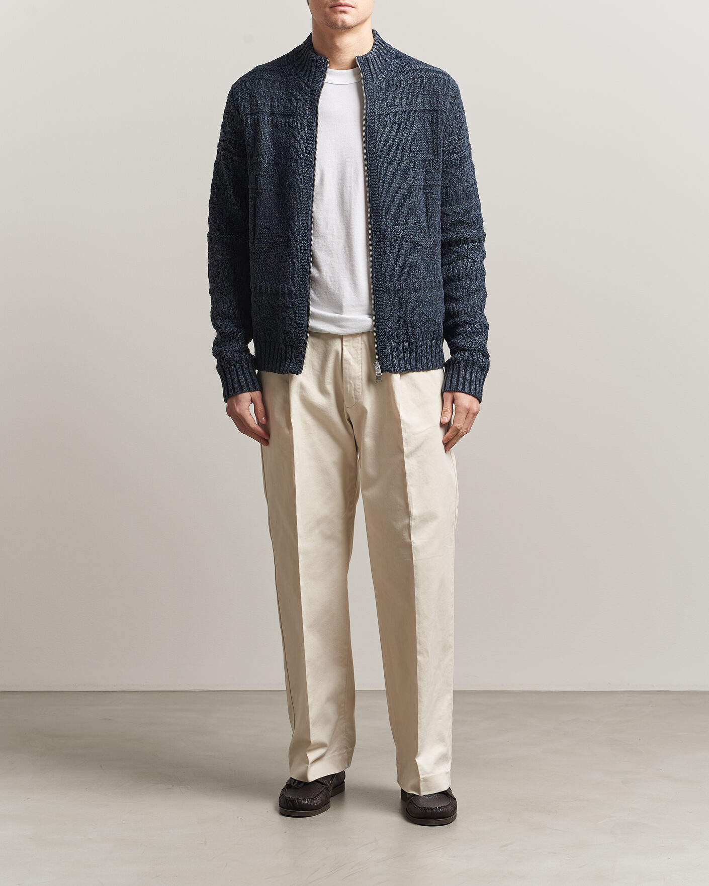 Hombres | Jerséis y prendas de punto | Morris | Chatham Knitted Jacket Navy